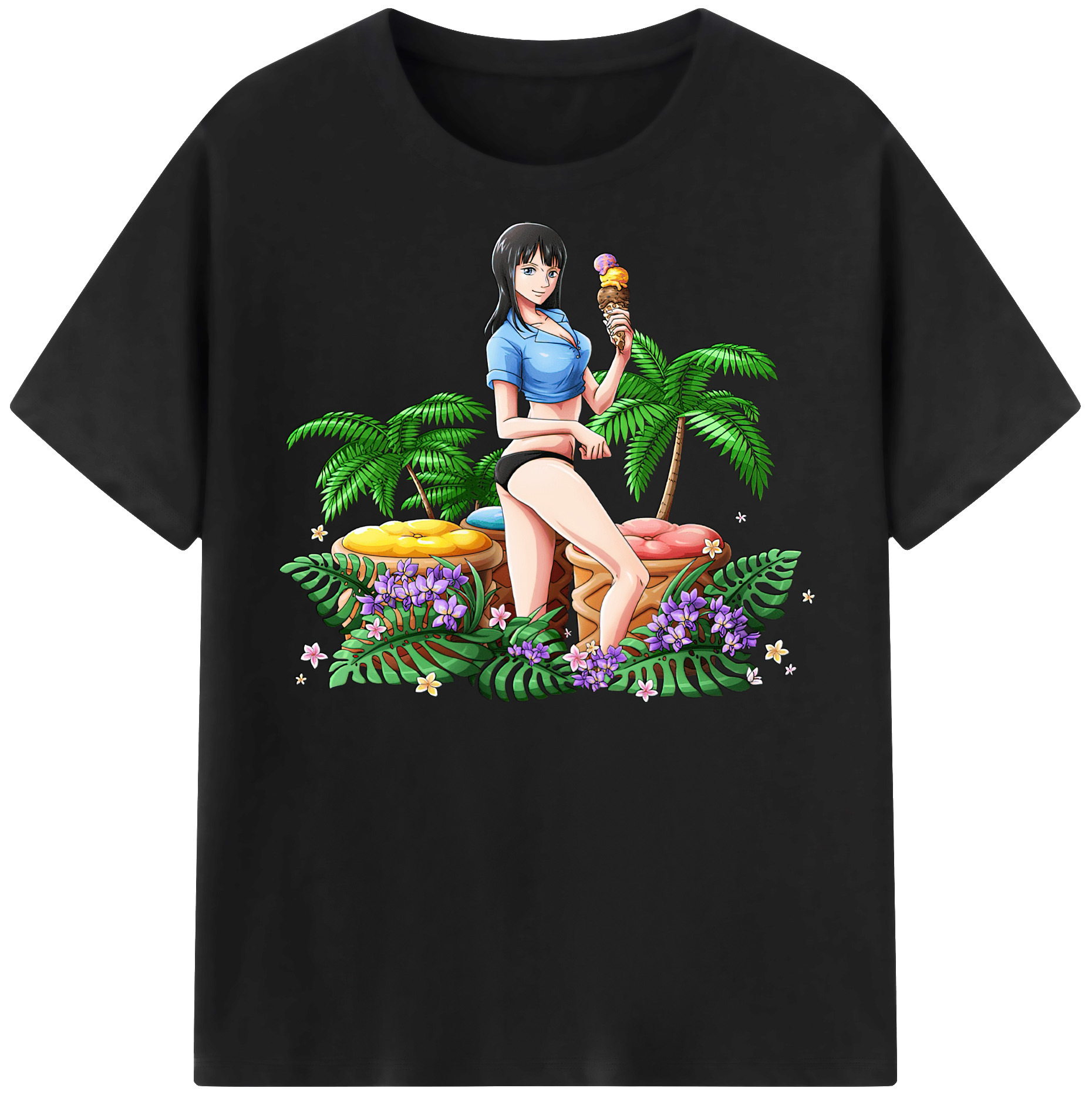 ワンピース ニコ・ロビン ONE PIECE Nico Robin 綿100％半袖Tシャツ（フロントプリント）