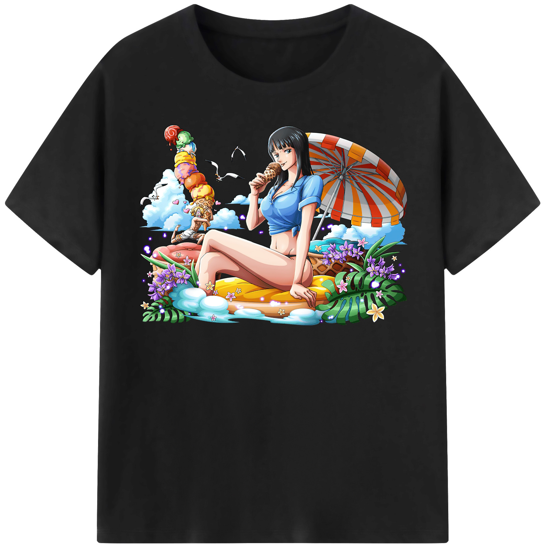 ワンピース ニコ・ロビン ONE PIECE Nico Robin 綿100％半袖Tシャツ（フロントプリント）