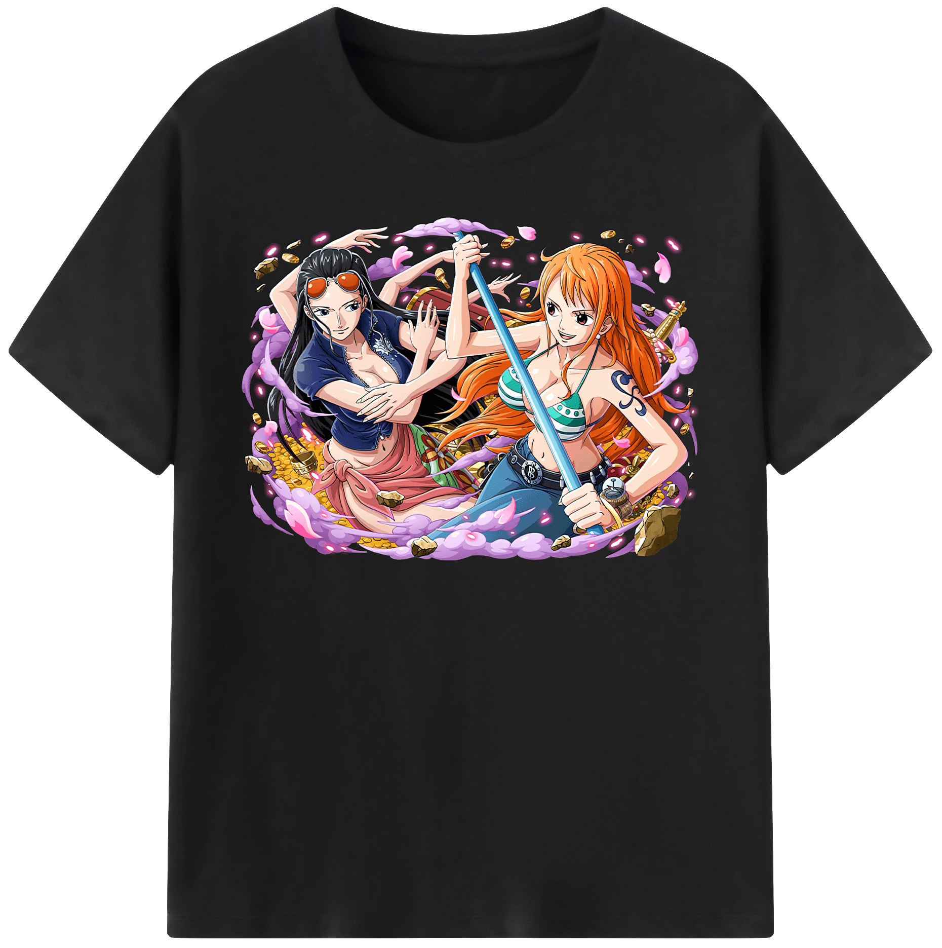 ワンピース ニコ・ロビン ONE PIECE Nico Robin 綿100％半袖Tシャツ（フロントプリント）