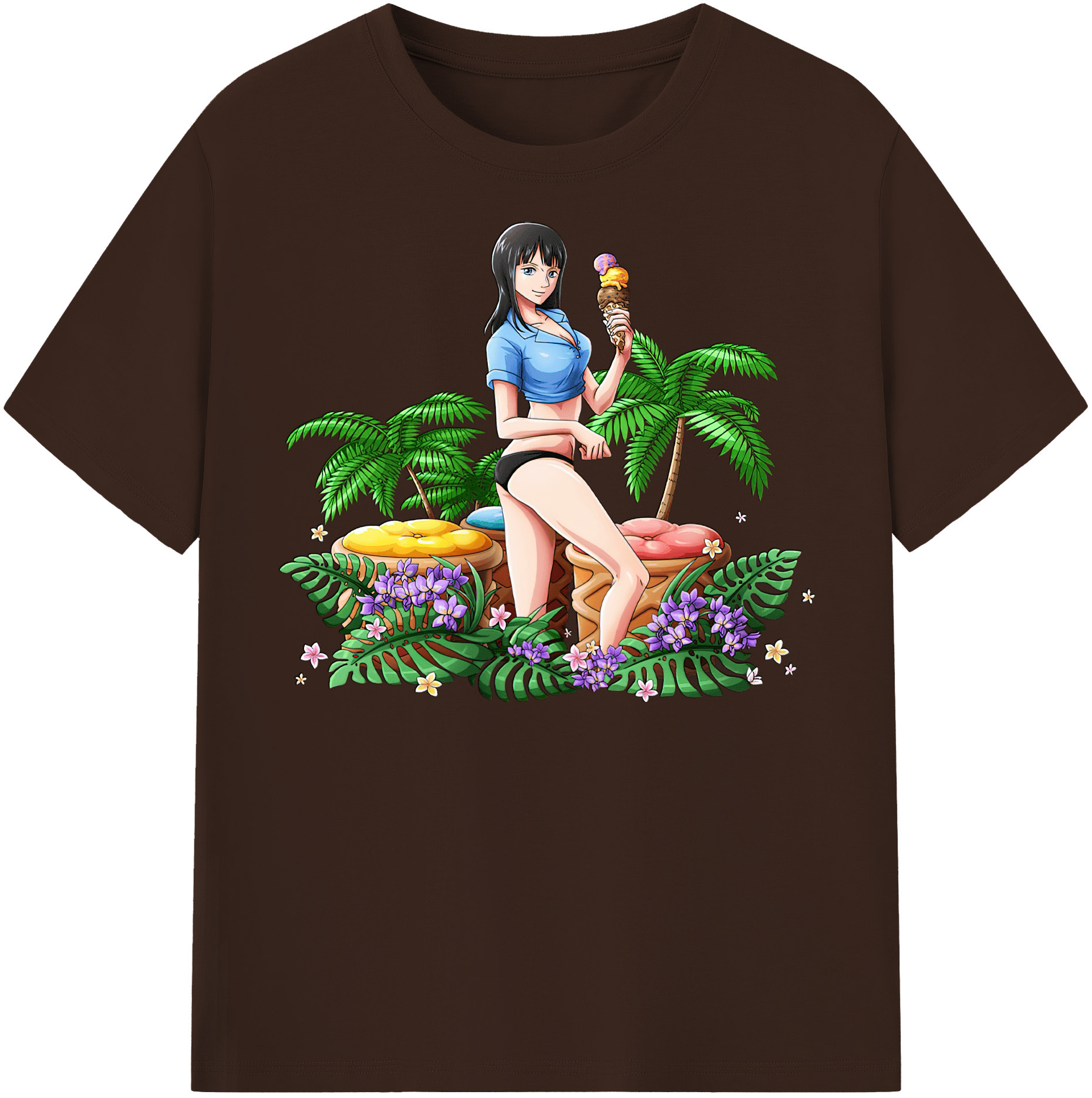 ワンピース ニコ・ロビン ONE PIECE Nico Robin 綿100％半袖Tシャツ（フロントプリント）