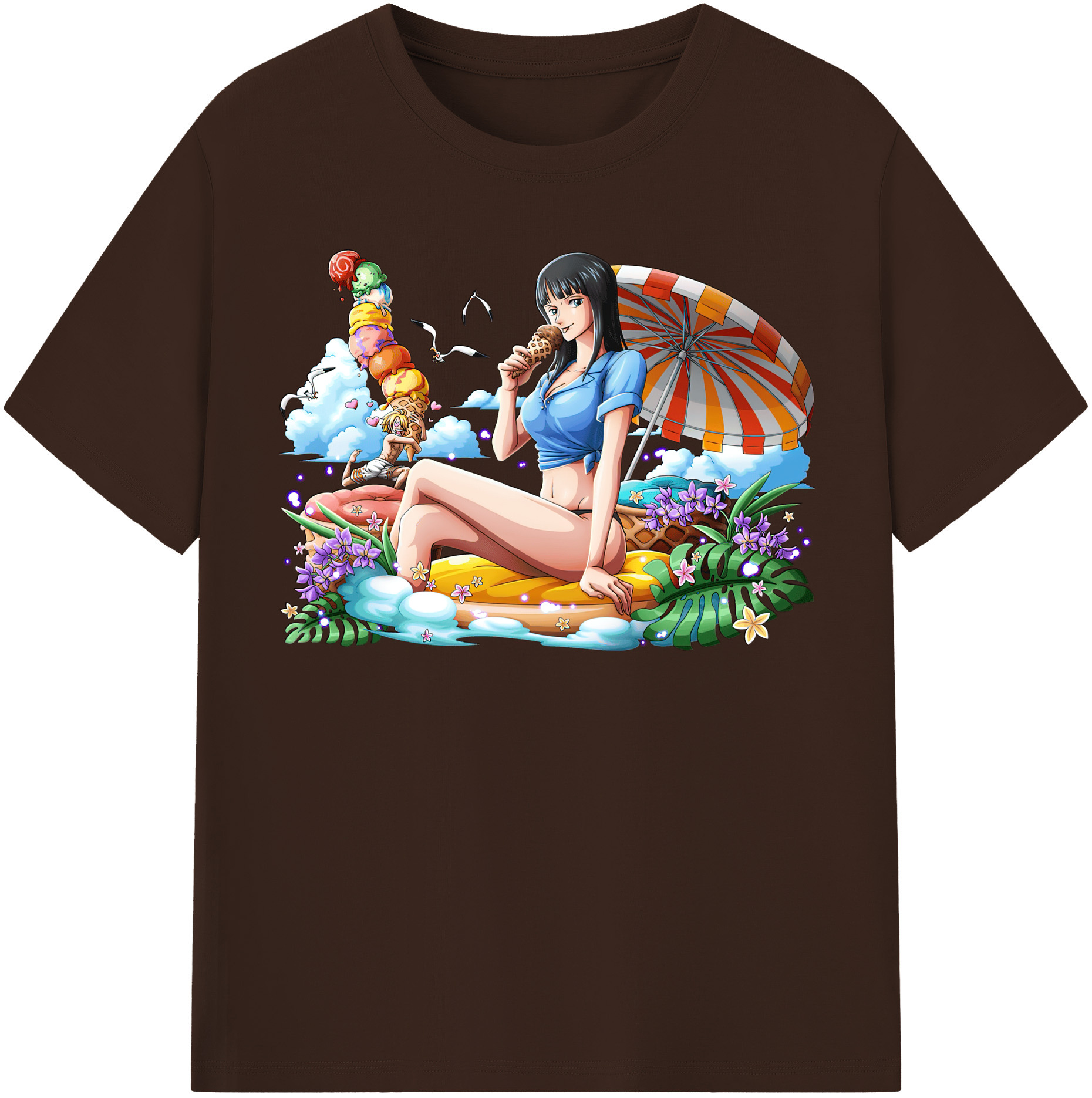 ワンピース ニコ・ロビン ONE PIECE Nico Robin 綿100％半袖Tシャツ（フロントプリント）