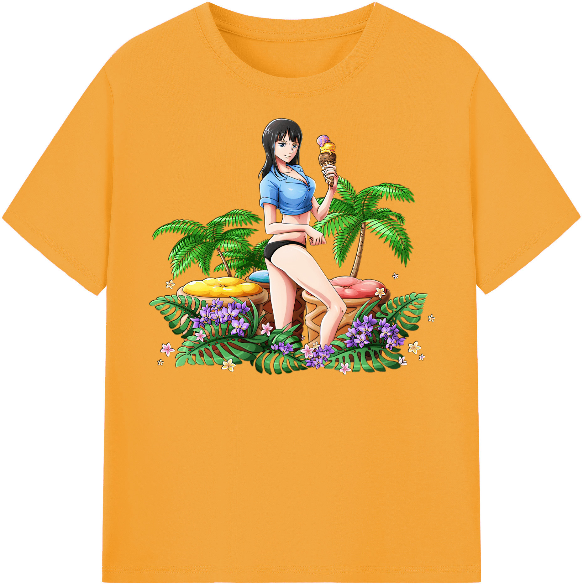ワンピース ニコ・ロビン ONE PIECE Nico Robin 綿100％半袖Tシャツ（フロントプリント）