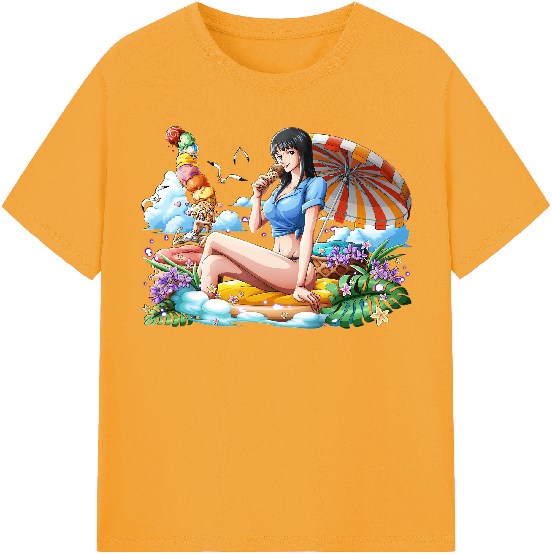ワンピース ニコ・ロビン ONE PIECE Nico Robin 綿100％半袖Tシャツ（フロントプリント）