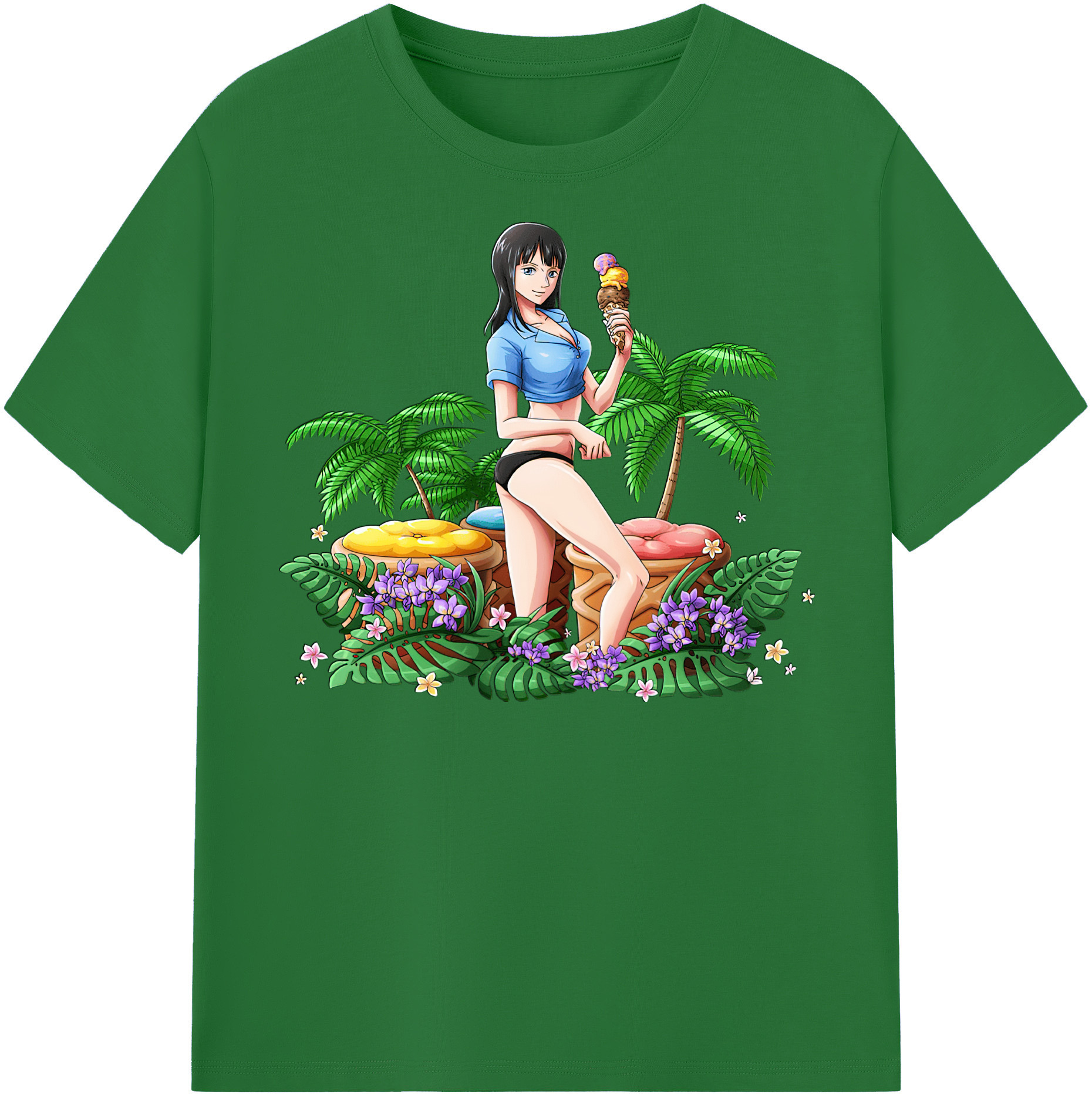 ワンピース ニコ・ロビン ONE PIECE Nico Robin 綿100％半袖Tシャツ（フロントプリント）