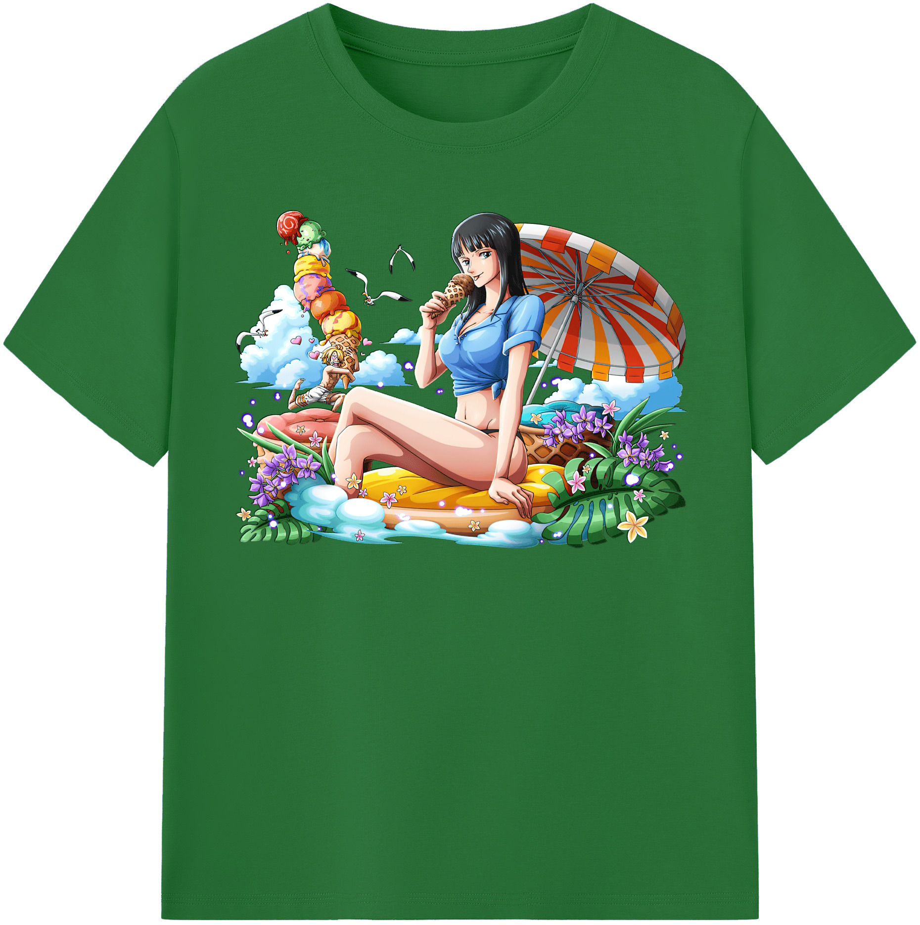ワンピース ニコ・ロビン ONE PIECE Nico Robin 綿100％半袖Tシャツ（フロントプリント）