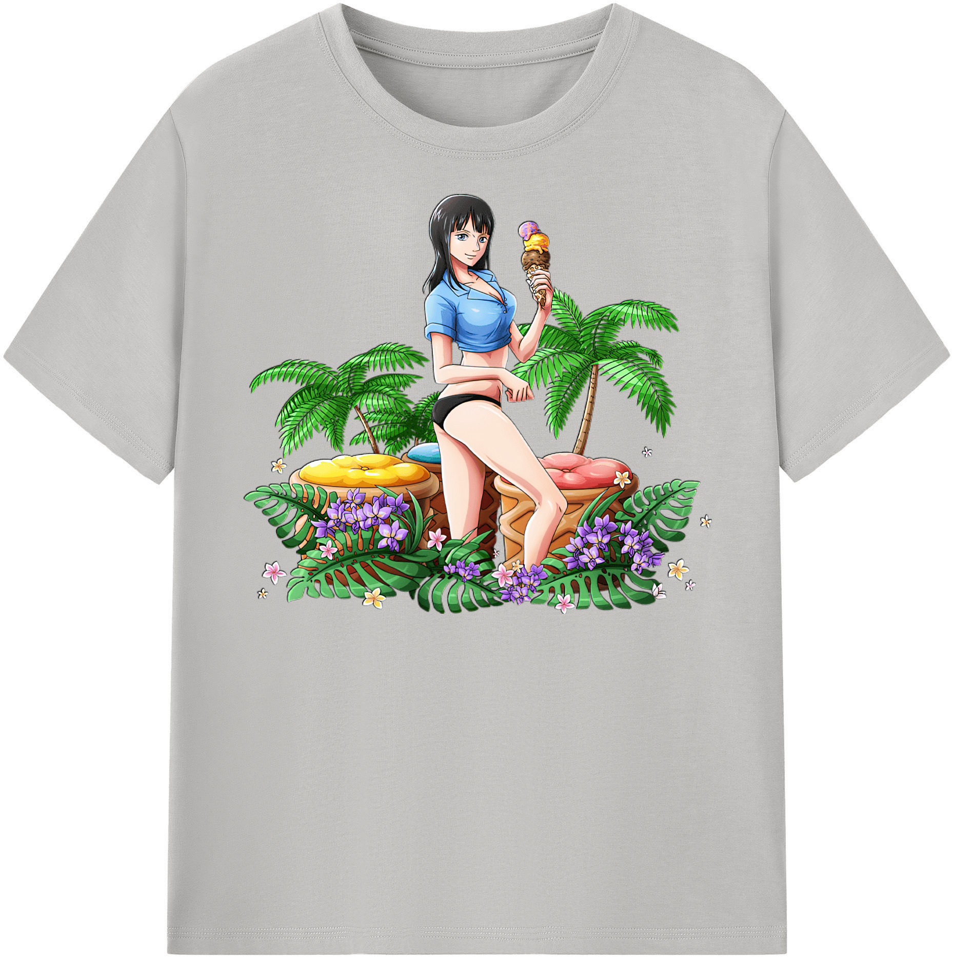 ワンピース ニコ・ロビン ONE PIECE Nico Robin 綿100％半袖Tシャツ（フロントプリント）