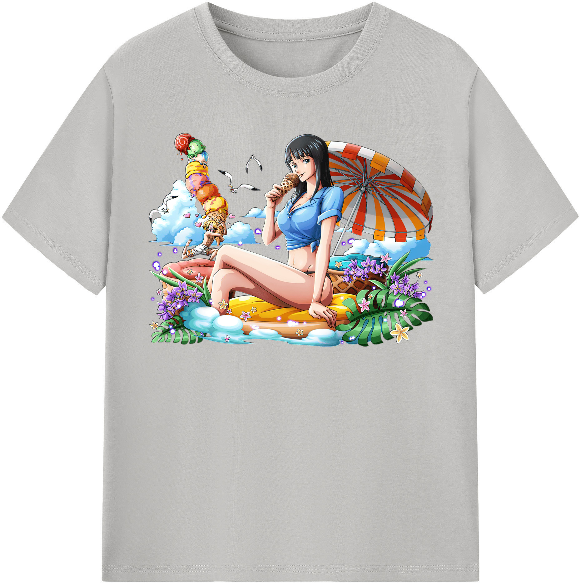ワンピース ニコ・ロビン ONE PIECE Nico Robin 綿100％半袖Tシャツ（フロントプリント）