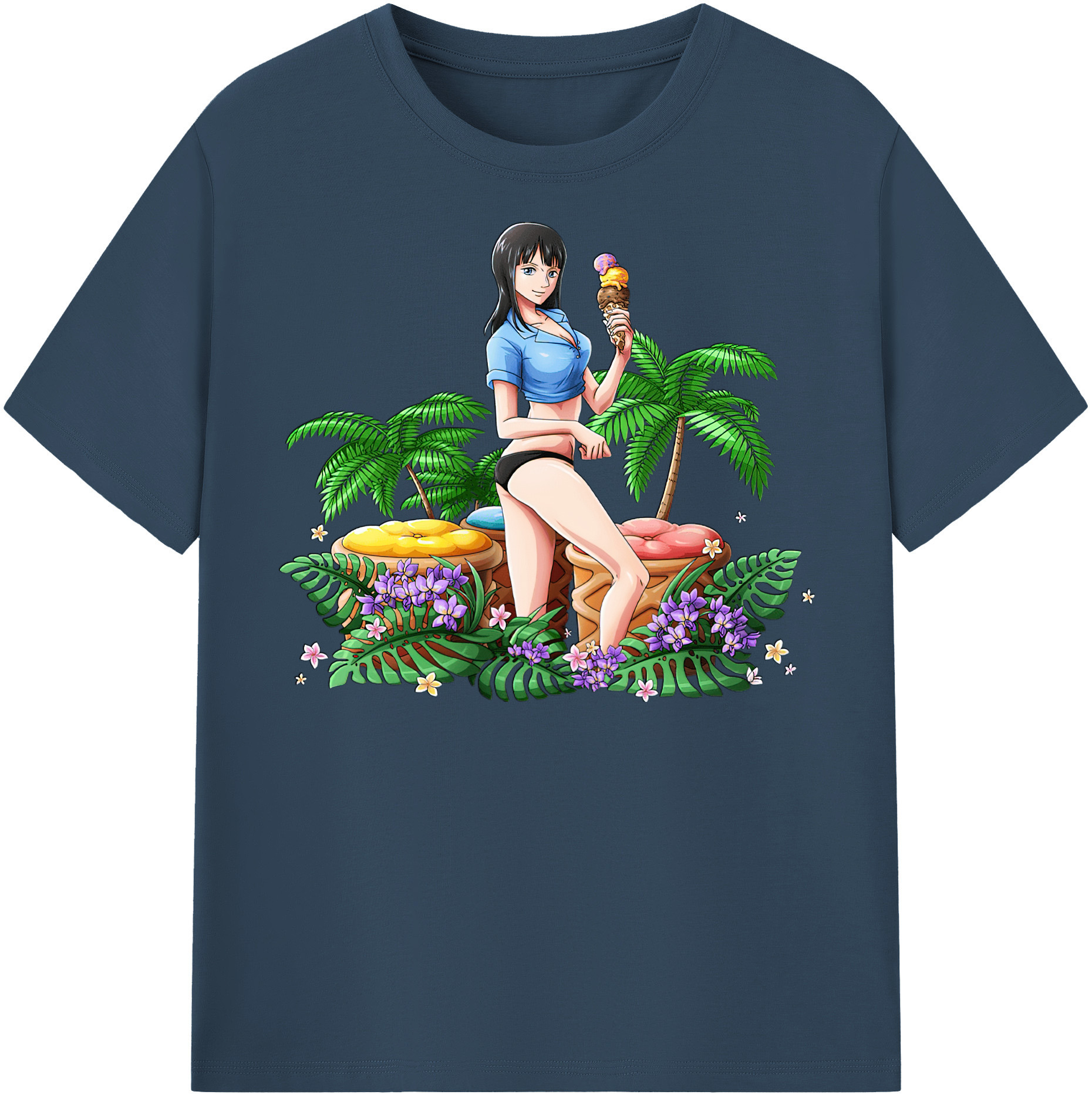 ワンピース ニコ・ロビン ONE PIECE Nico Robin 綿100％半袖Tシャツ（フロントプリント）