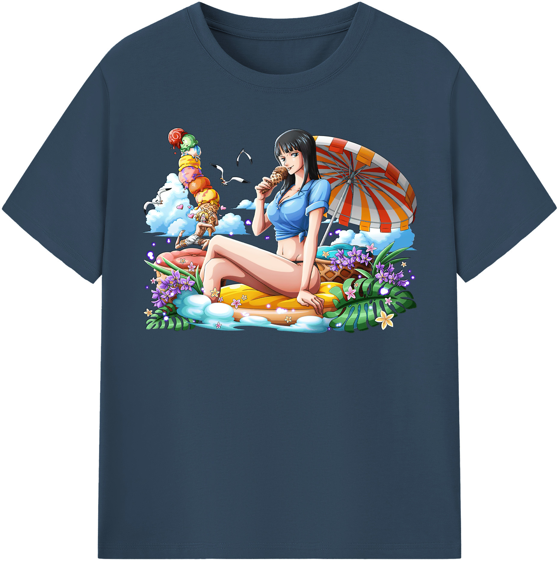 ワンピース ニコ・ロビン ONE PIECE Nico Robin 綿100％半袖Tシャツ（フロントプリント）