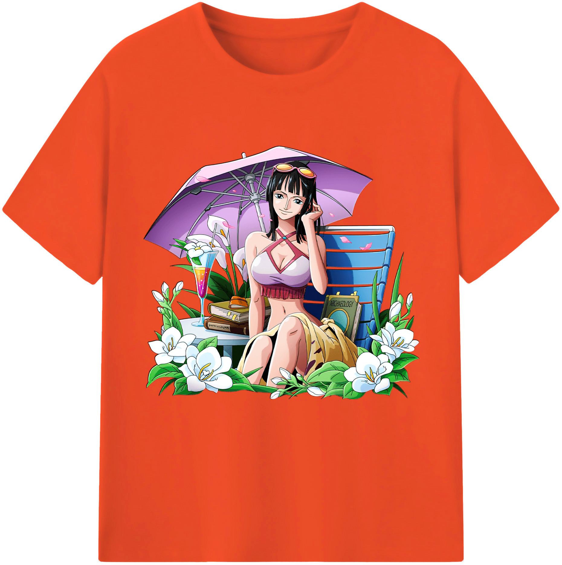 ワンピース ニコ・ロビン ONE PIECE Nico Robin 綿100％半袖Tシャツ（フロントプリント）