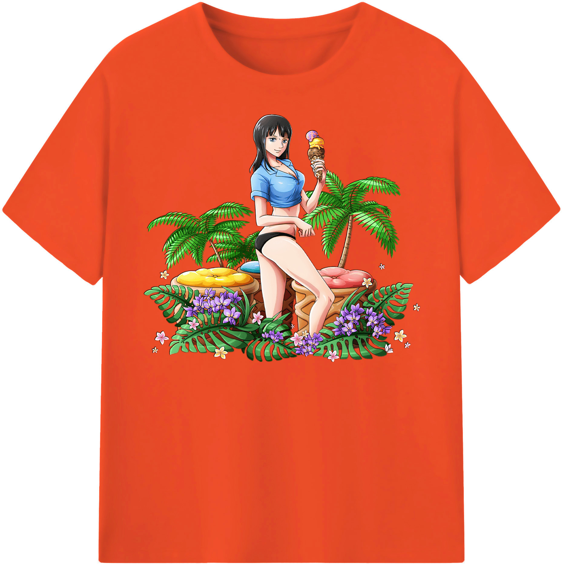 ワンピース ニコ・ロビン ONE PIECE Nico Robin 綿100％半袖Tシャツ（フロントプリント）