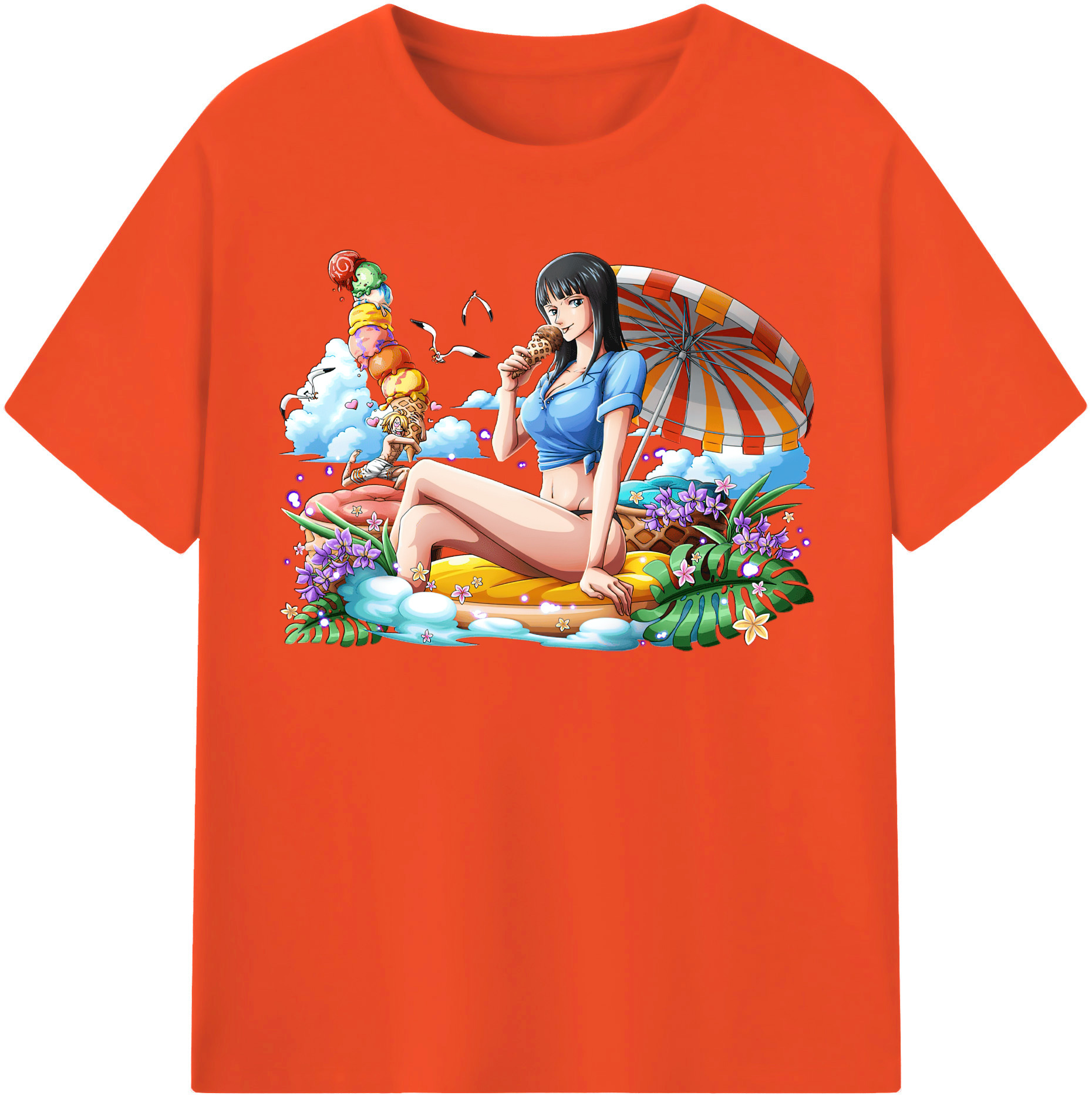ワンピース ニコ・ロビン ONE PIECE Nico Robin 綿100％半袖Tシャツ（フロントプリント）
