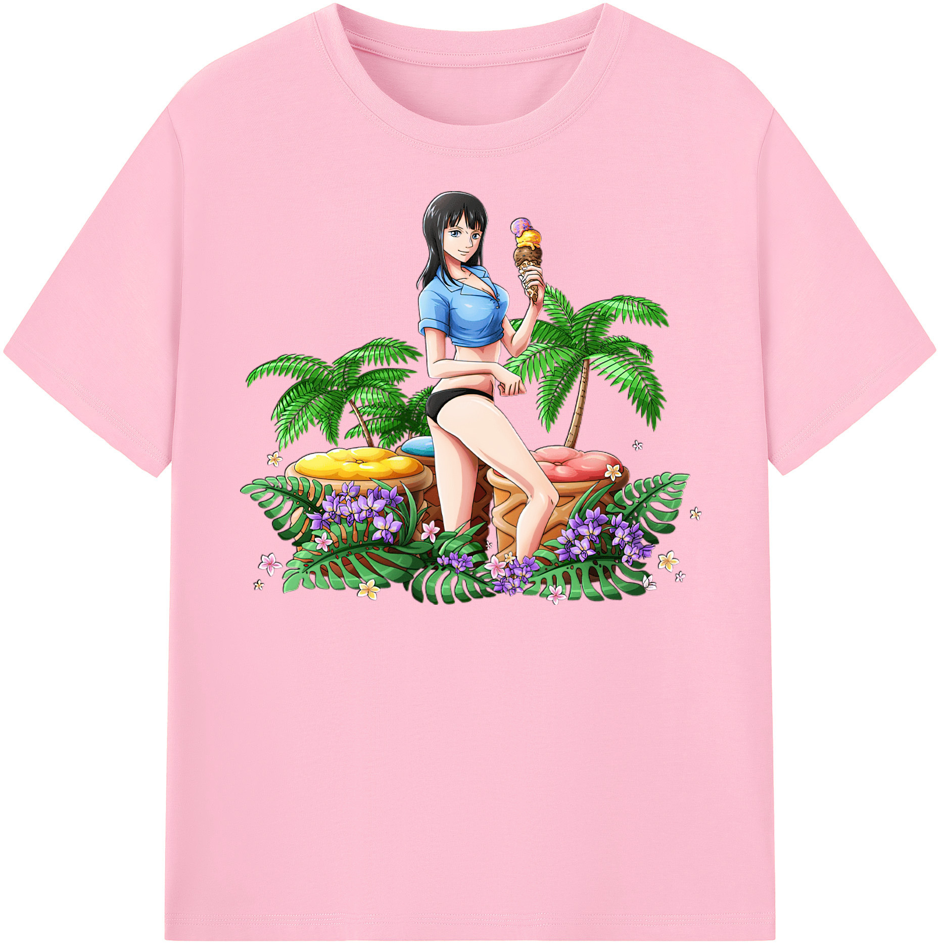 ワンピース ニコ・ロビン ONE PIECE Nico Robin 綿100％半袖Tシャツ（フロントプリント）
