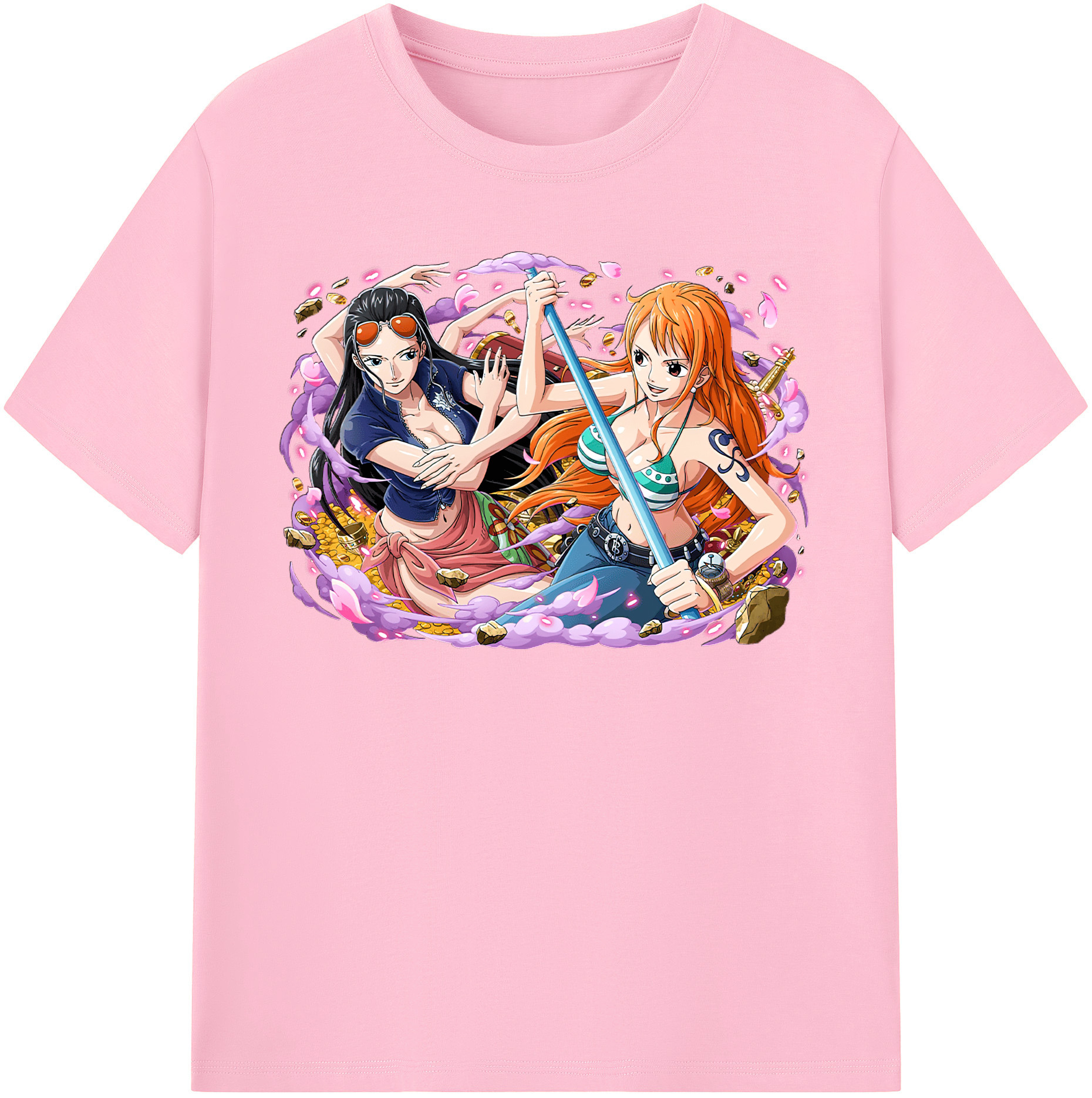 ワンピース ニコ・ロビン ONE PIECE Nico Robin 綿100％半袖Tシャツ（フロントプリント）