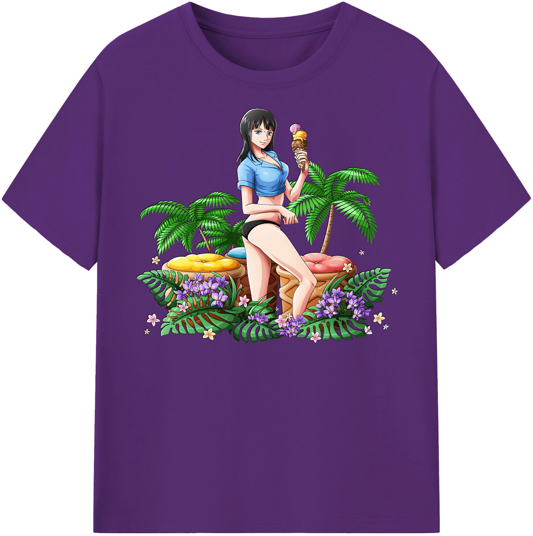 ワンピース ニコ・ロビン ONE PIECE Nico Robin 綿100％半袖Tシャツ（フロントプリント）