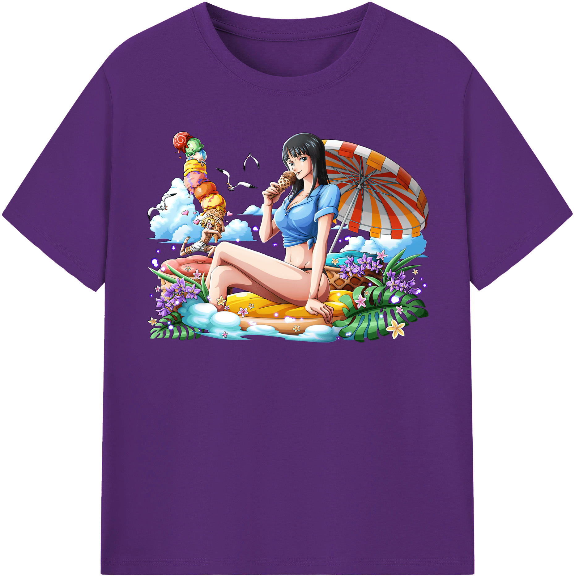ワンピース ニコ・ロビン ONE PIECE Nico Robin 綿100％半袖Tシャツ（フロントプリント）