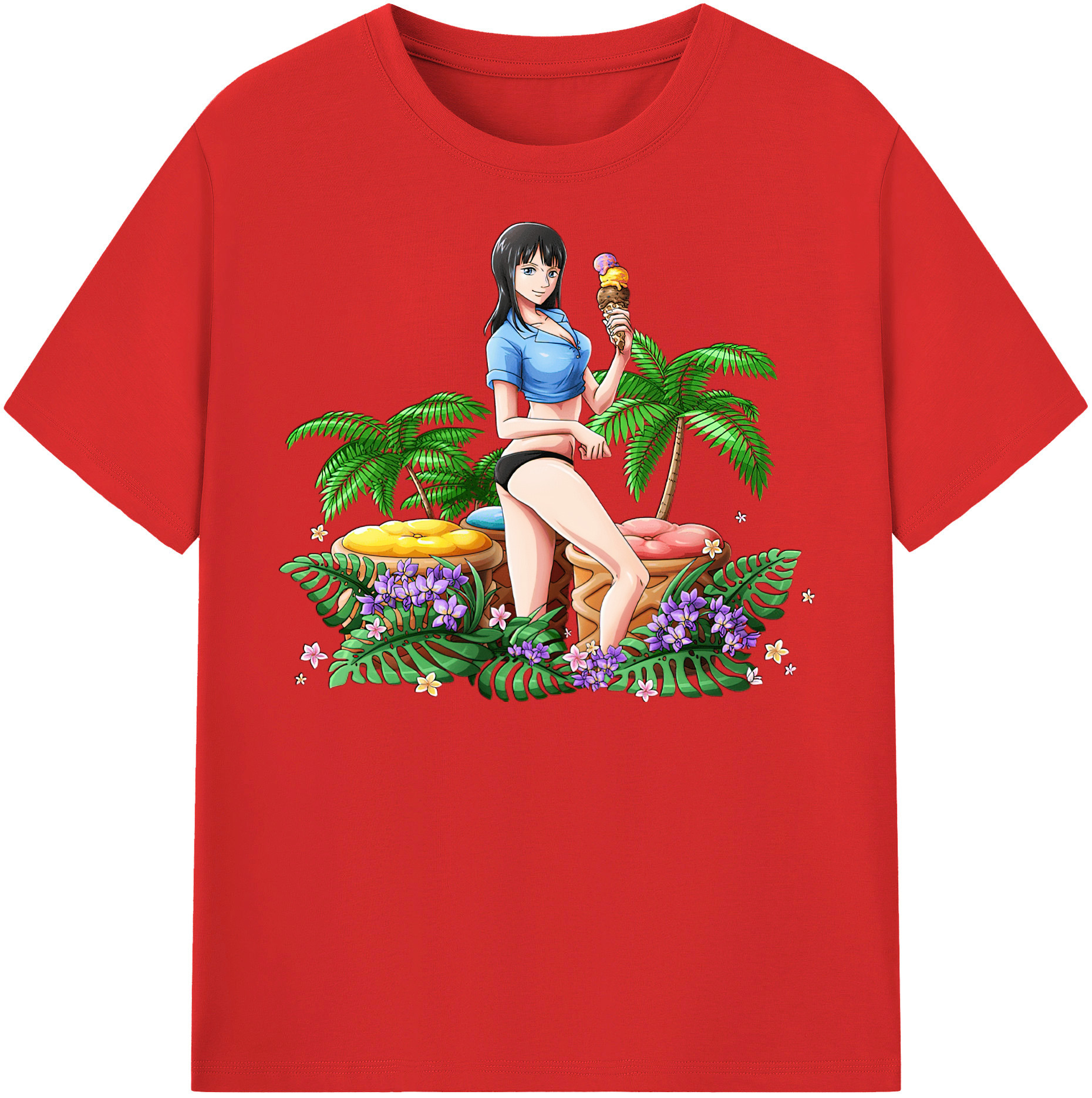 ワンピース ニコ・ロビン ONE PIECE Nico Robin 綿100％半袖Tシャツ（フロントプリント）
