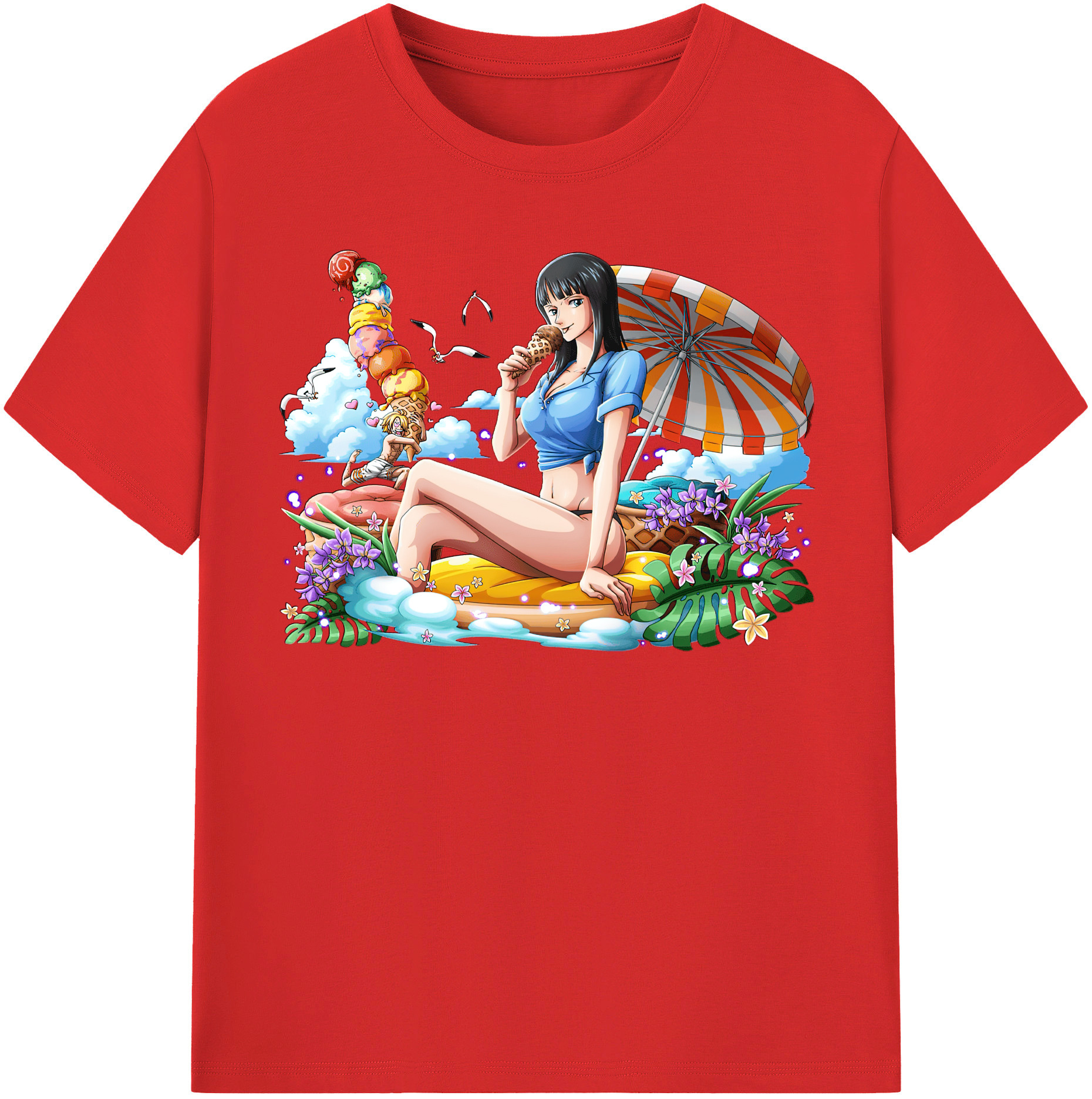 ワンピース ニコ・ロビン ONE PIECE Nico Robin 綿100％半袖Tシャツ（フロントプリント）