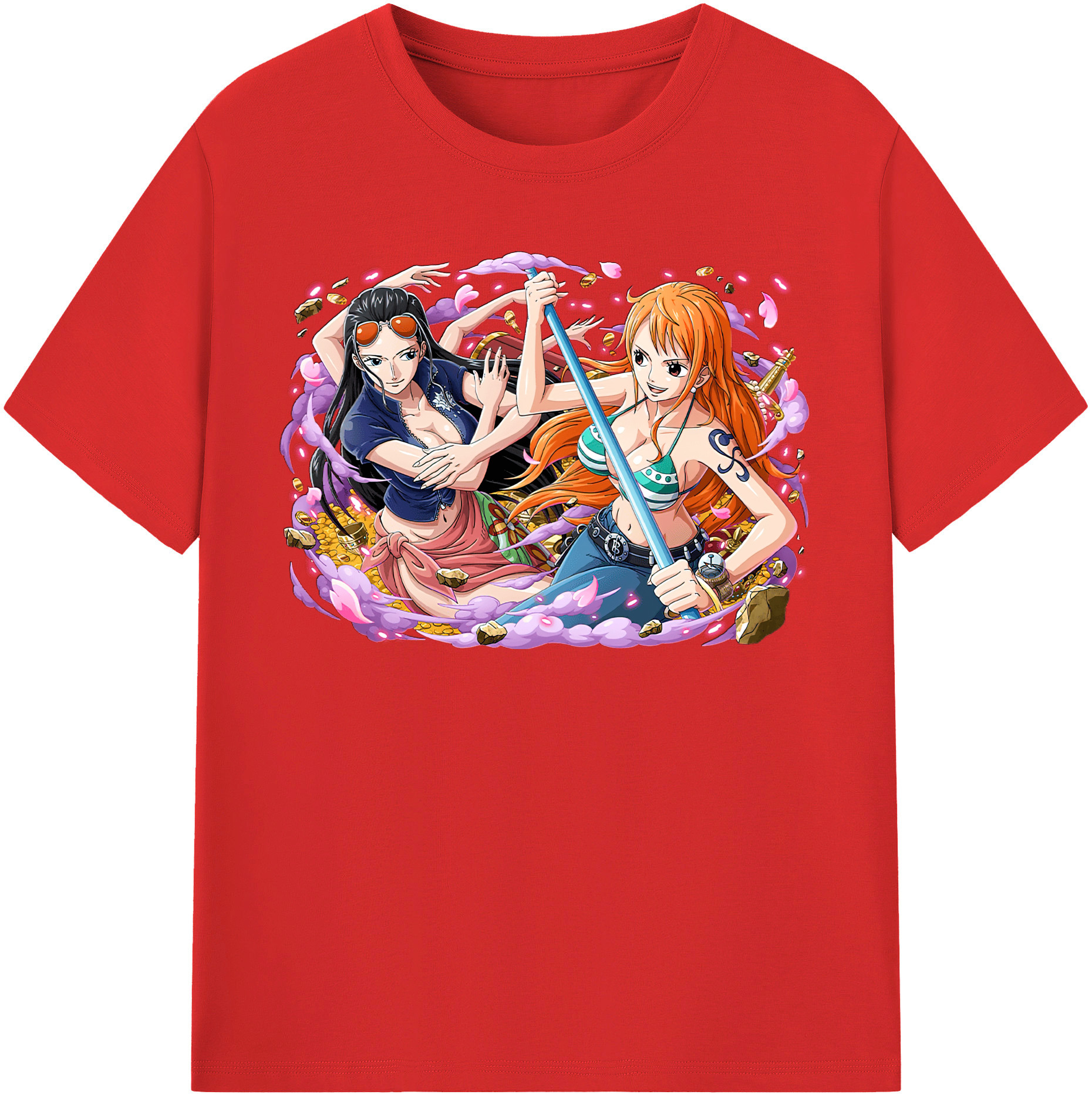 ワンピース ニコ・ロビン ONE PIECE Nico Robin 綿100％半袖Tシャツ（フロントプリント）