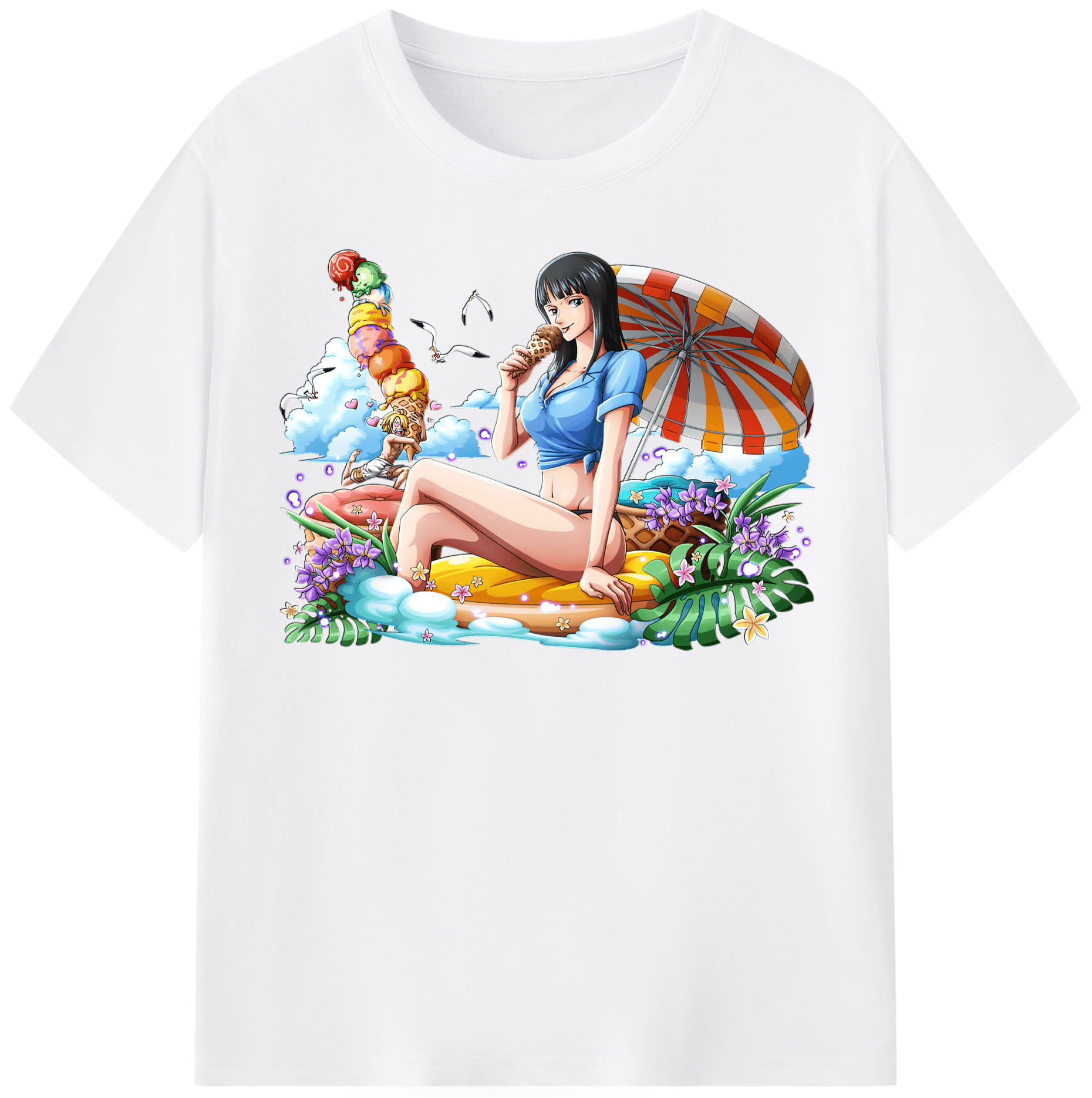 ワンピース ニコ・ロビン ONE PIECE Nico Robin 綿100％半袖Tシャツ（フロントプリント）