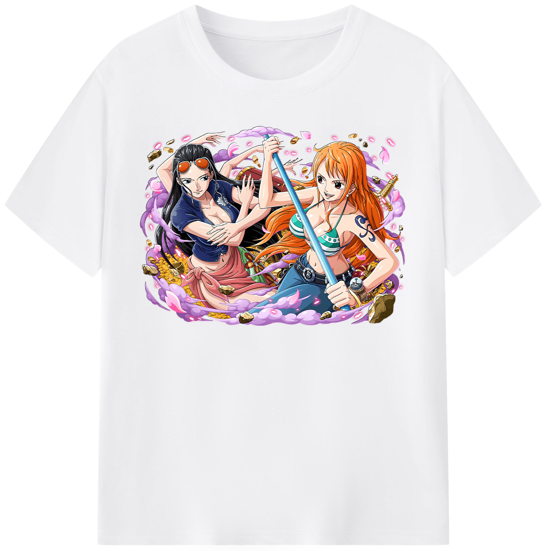 ワンピース ニコ・ロビン ONE PIECE Nico Robin 綿100％半袖Tシャツ（フロントプリント）