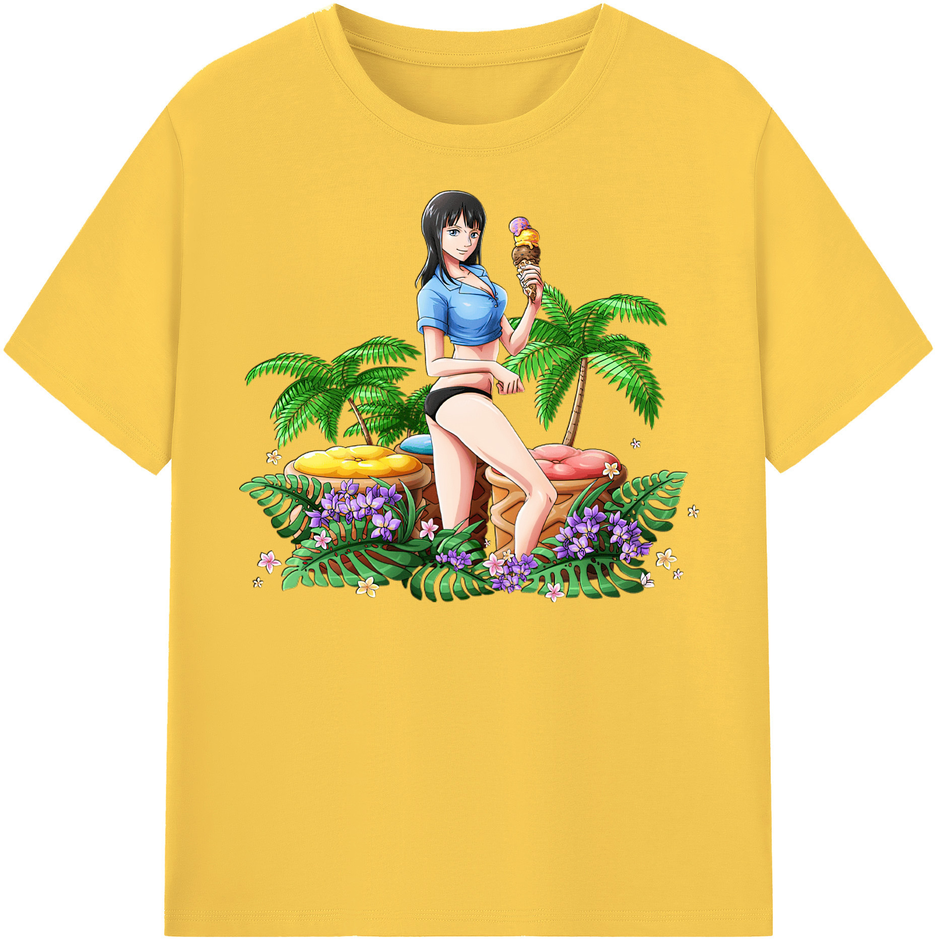 ワンピース ニコ・ロビン ONE PIECE Nico Robin 綿100％半袖Tシャツ（フロントプリント）