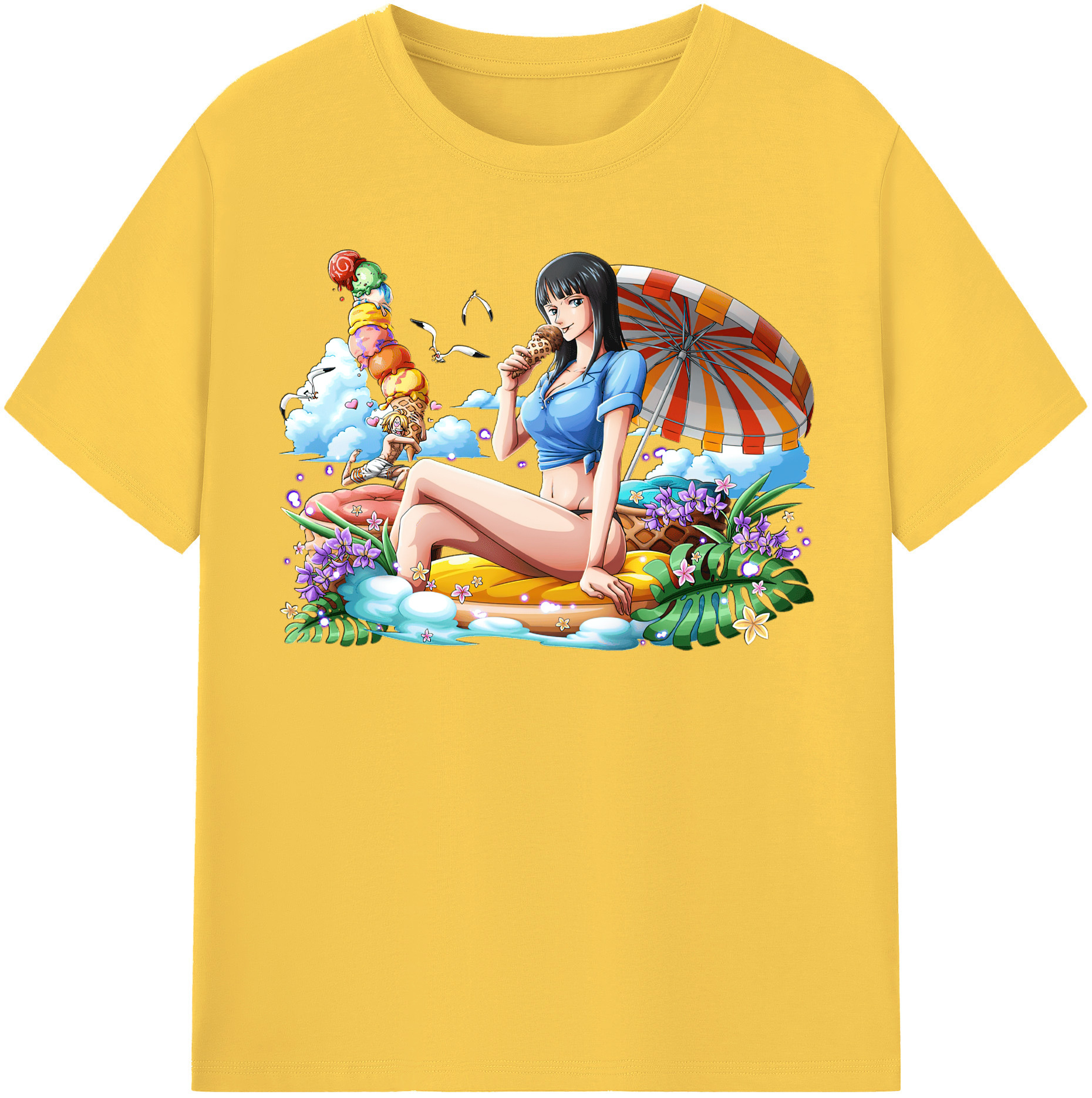 ワンピース ニコ・ロビン ONE PIECE Nico Robin 綿100％半袖Tシャツ（フロントプリント）