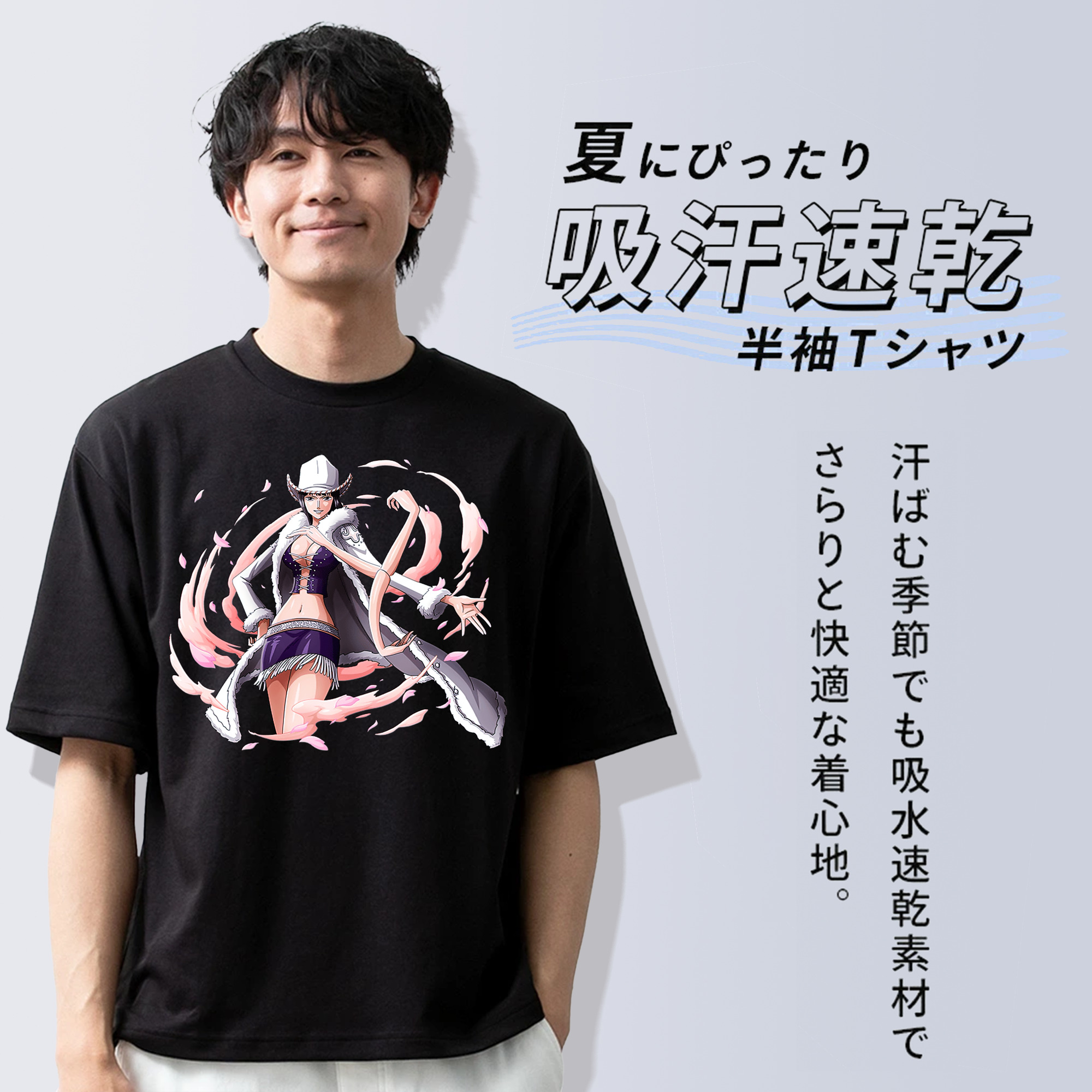 ワンピース ニコ・ロビン ONE PIECE Nico Robin 綿100％半袖Tシャツ（フロントプリント）