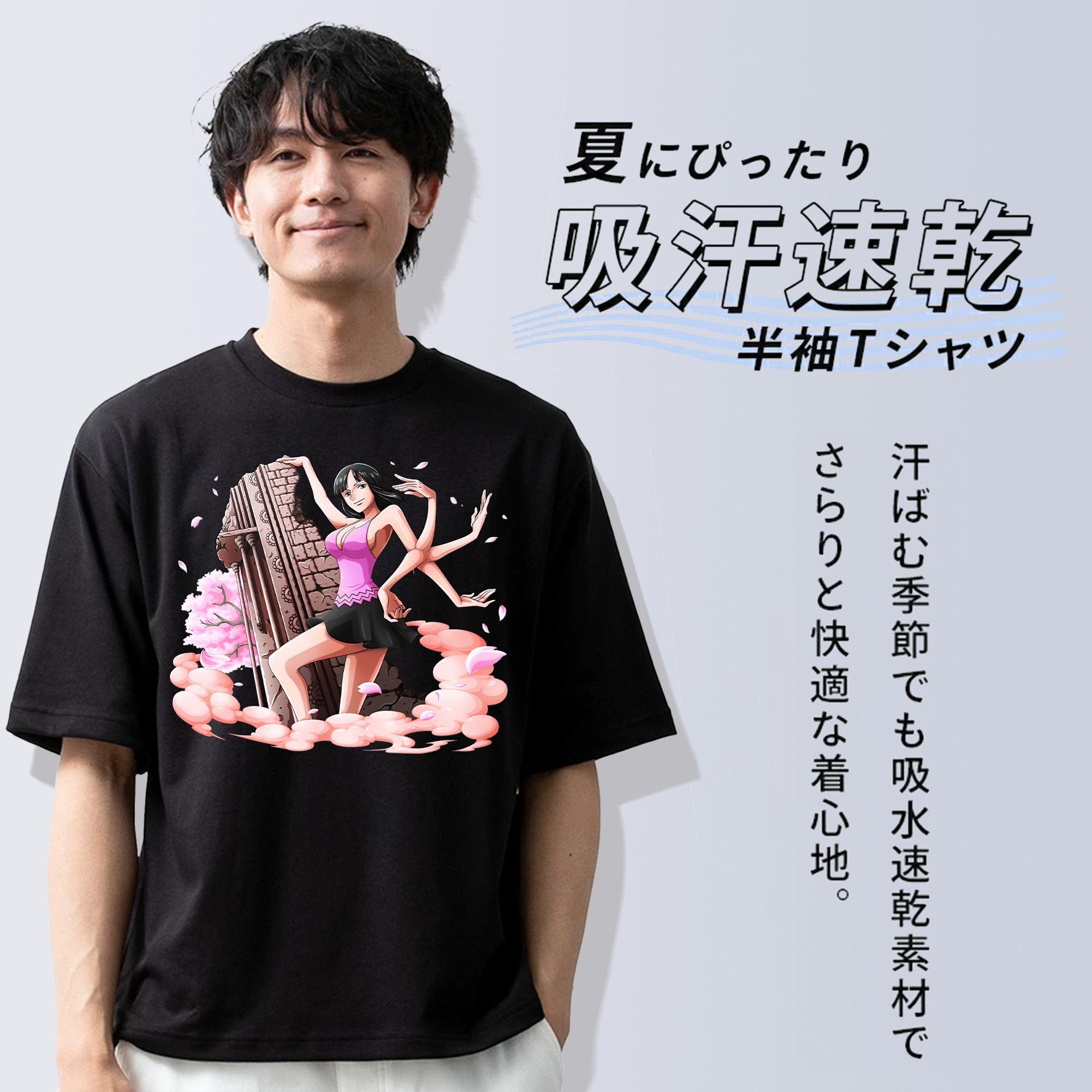 ワンピース ニコ・ロビン ONE PIECE Nico Robin 綿100％半袖Tシャツ（フロントプリント）