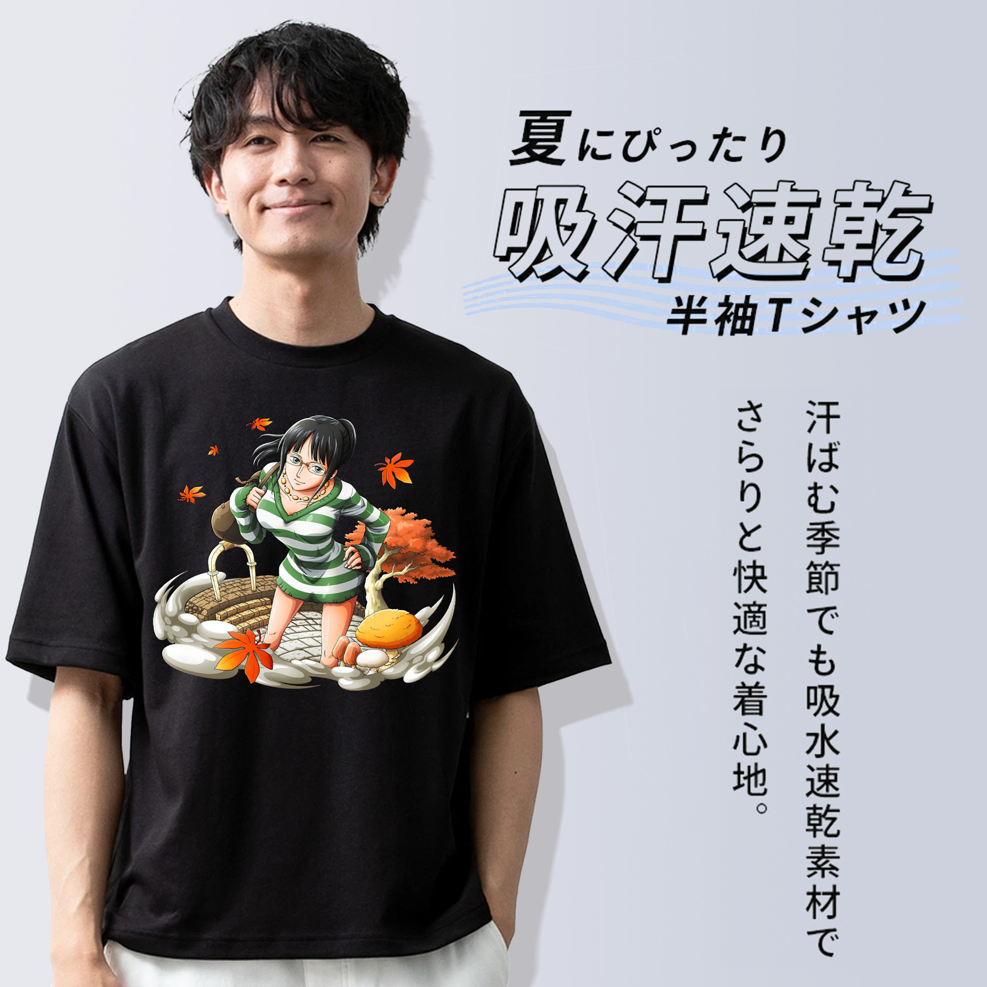 ワンピース ニコ・ロビン ONE PIECE Nico Robin 綿100％半袖Tシャツ（フロントプリント）