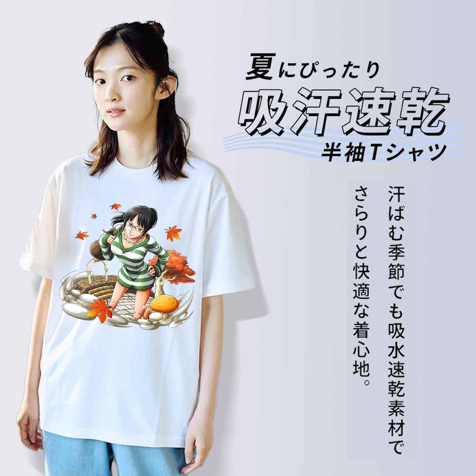 ワンピース ニコ・ロビン ONE PIECE Nico Robin 綿100％半袖Tシャツ（フロントプリント）