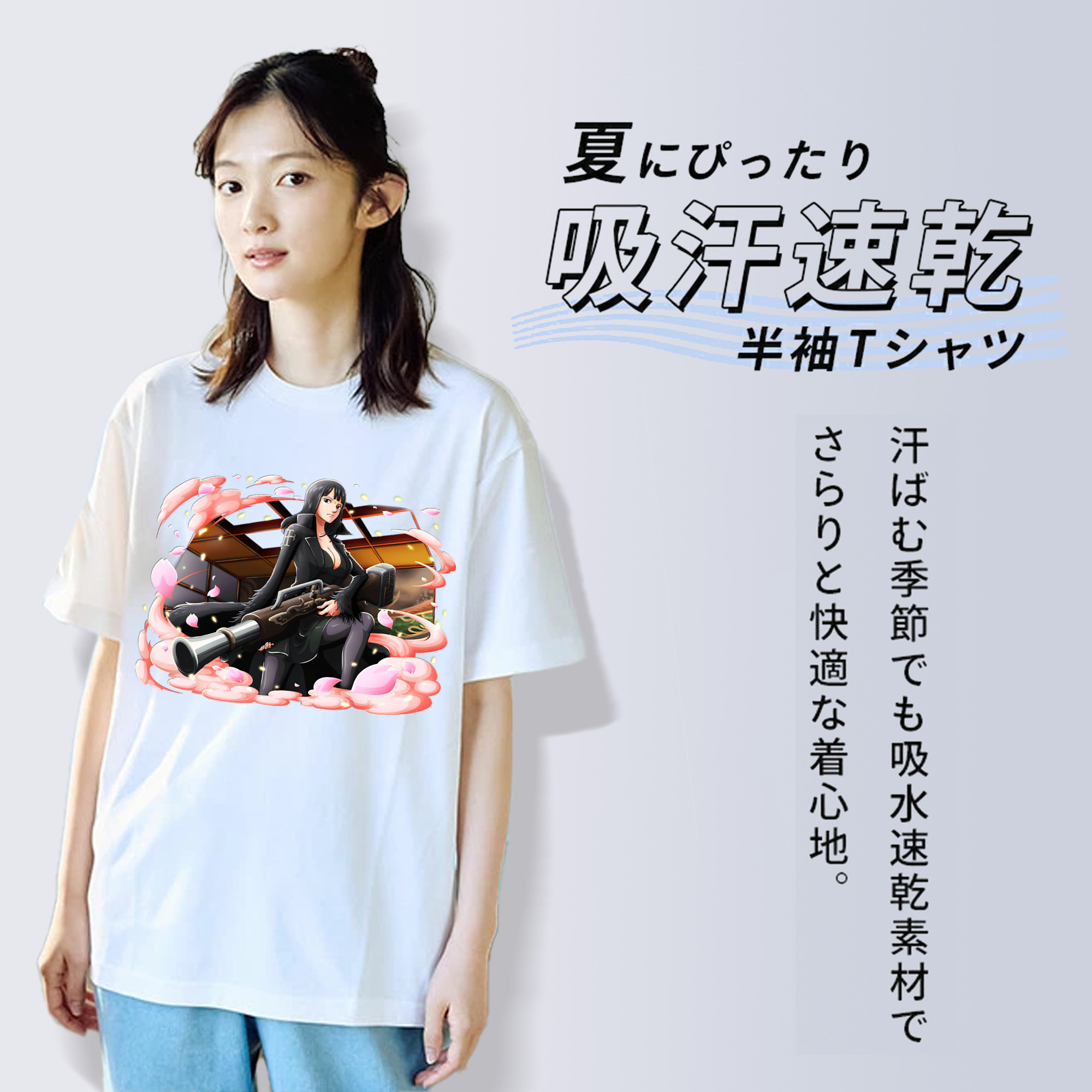 ワンピース ニコ・ロビン ONE PIECE Nico Robin 綿100％半袖Tシャツ（フロントプリント）