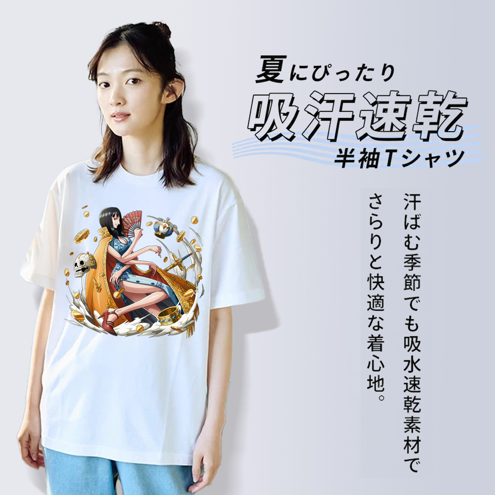 ワンピース ニコ・ロビン ONE PIECE Nico Robin 綿100％半袖Tシャツ（フロントプリント）