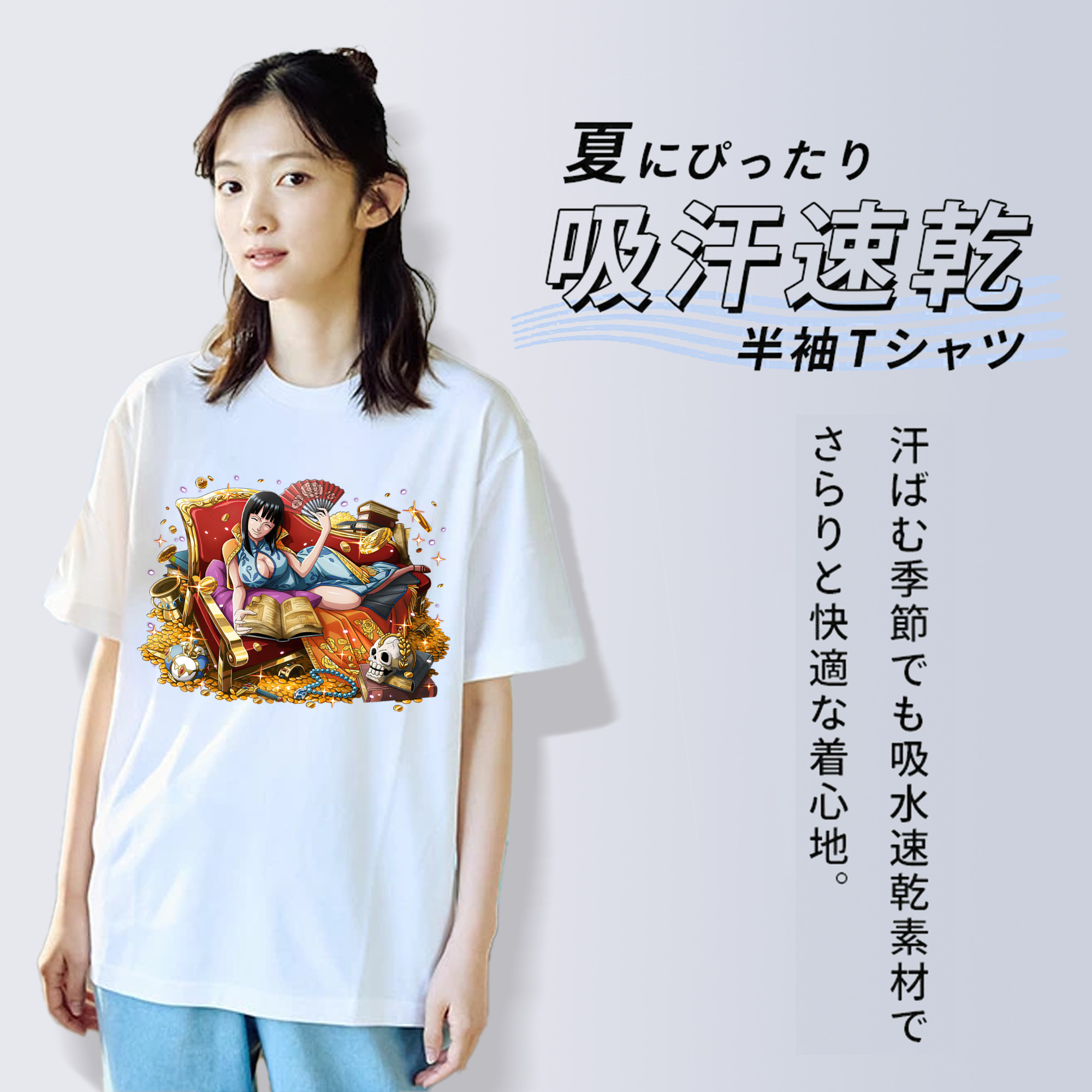 ワンピース ニコ・ロビン ONE PIECE Nico Robin 綿100％半袖Tシャツ（フロントプリント）