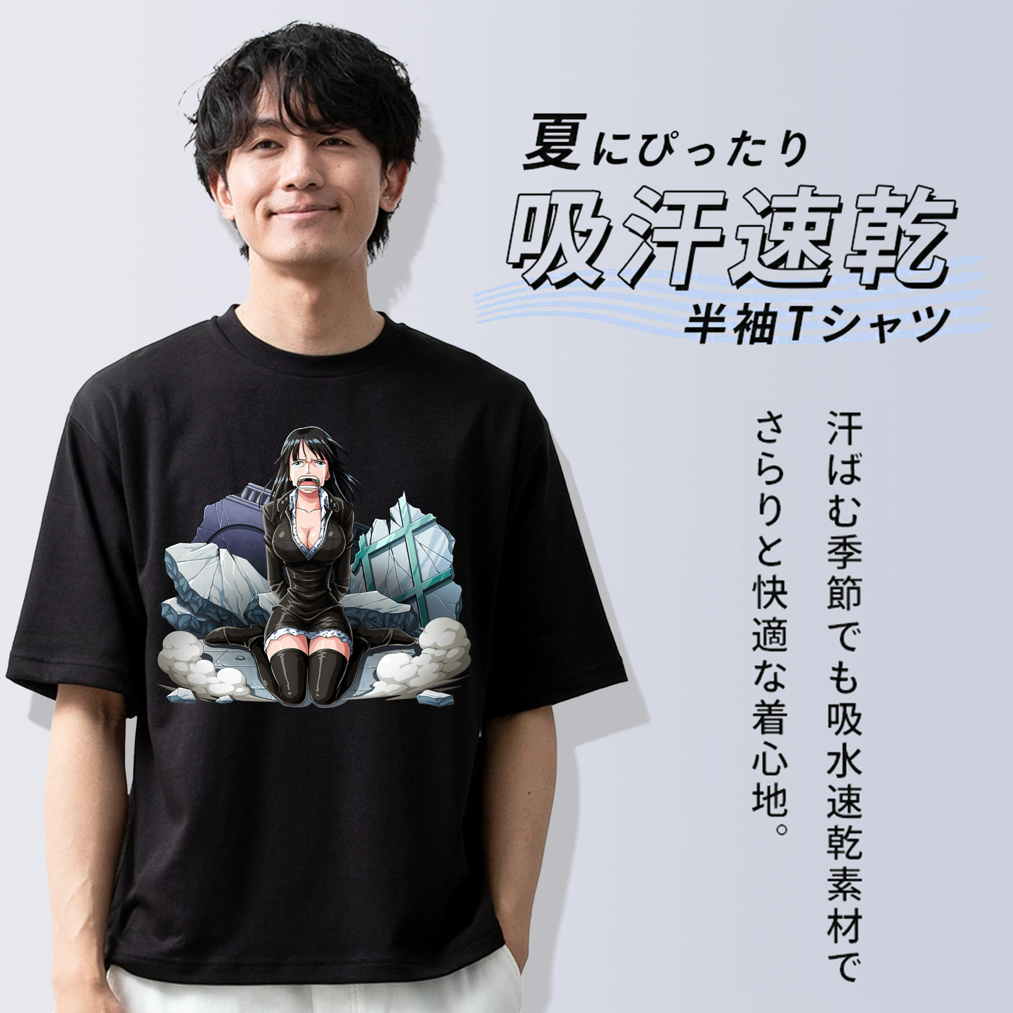 ワンピース ニコ・ロビン ONE PIECE Nico Robin 綿100％半袖Tシャツ（フロントプリント）