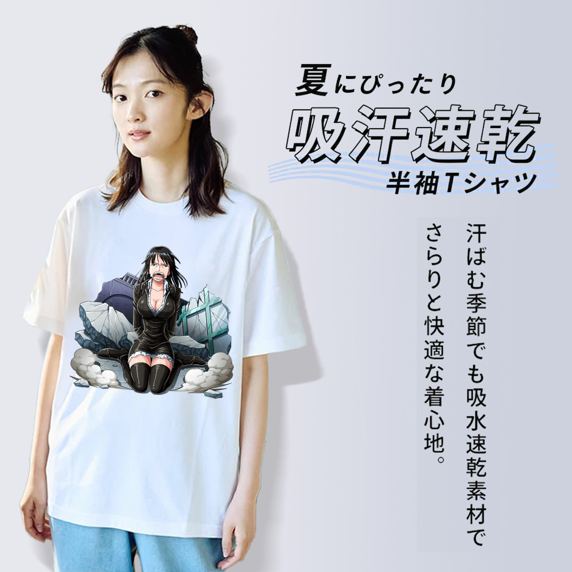 ワンピース ニコ・ロビン ONE PIECE Nico Robin 綿100％半袖Tシャツ（フロントプリント）