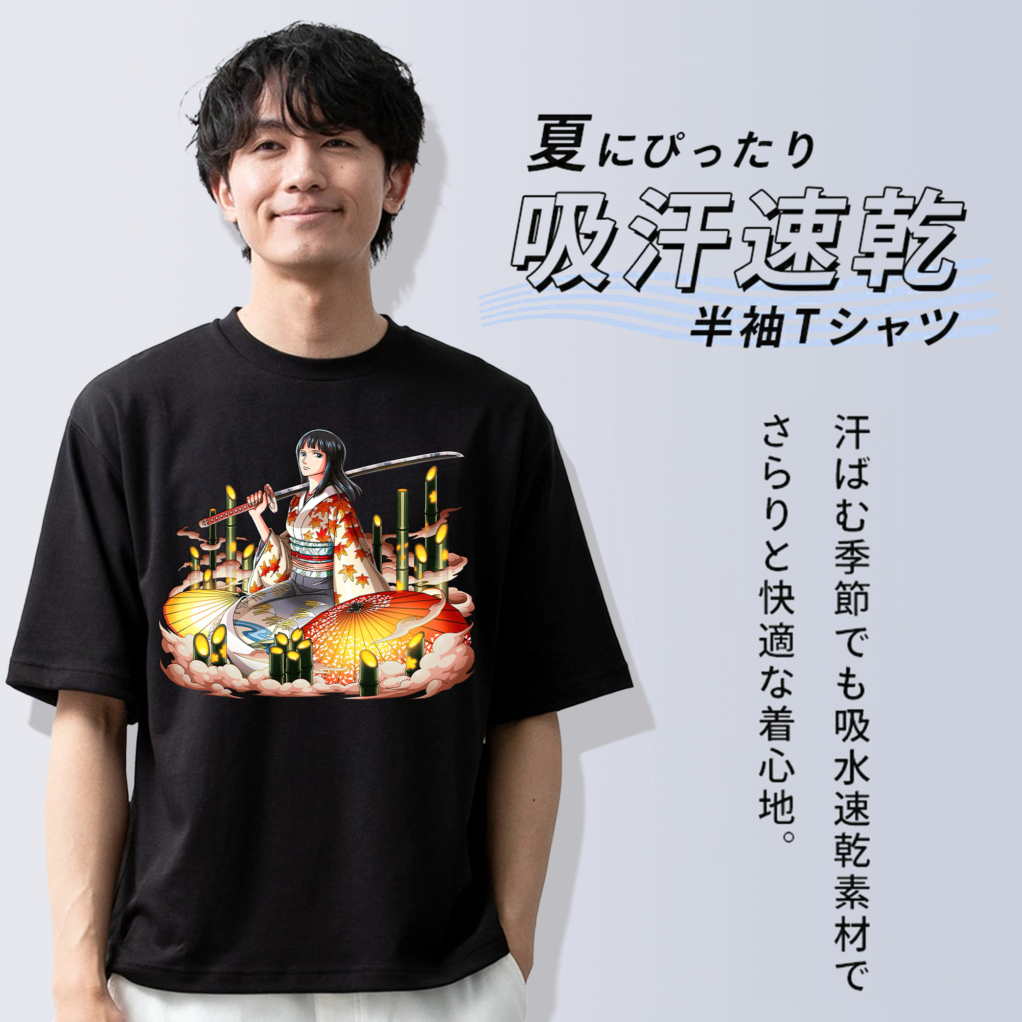 ワンピース ニコ・ロビン ONE PIECE Nico Robin 綿100％半袖Tシャツ（フロントプリント）