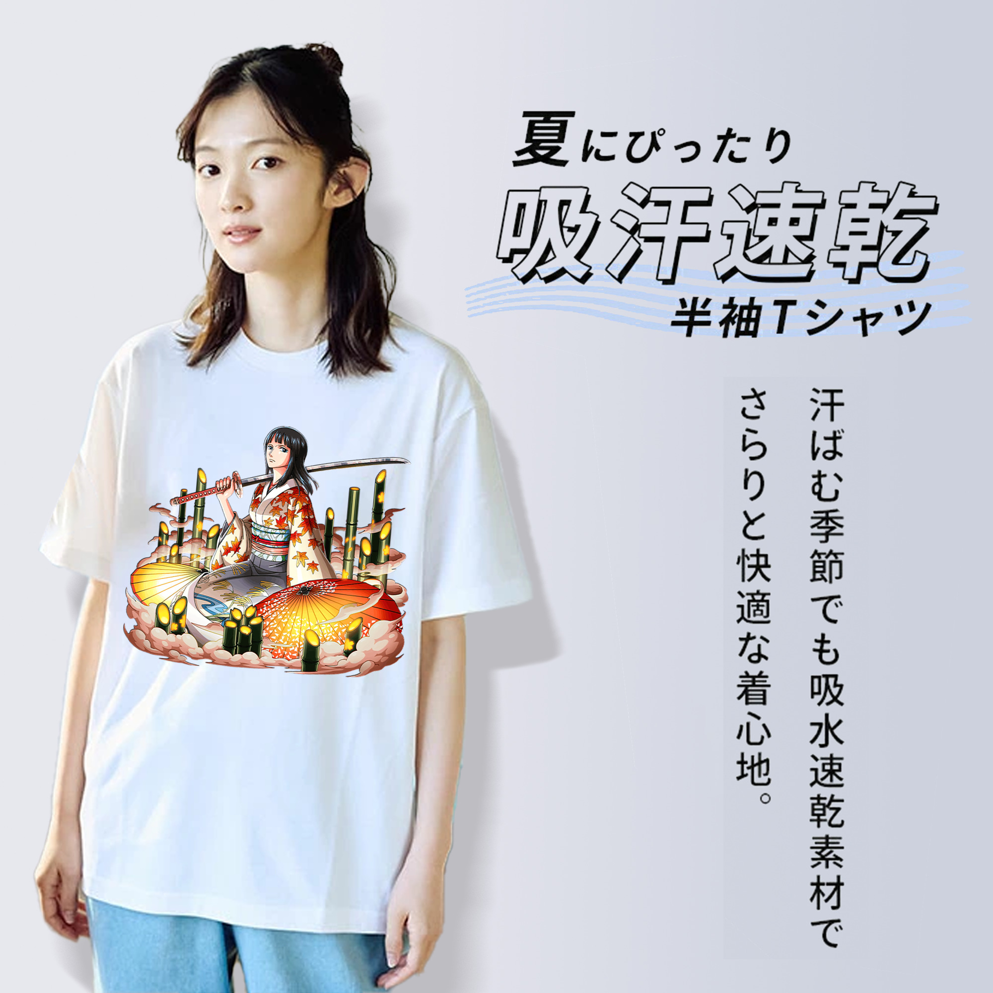 ワンピース ニコ・ロビン ONE PIECE Nico Robin 綿100％半袖Tシャツ（フロントプリント）