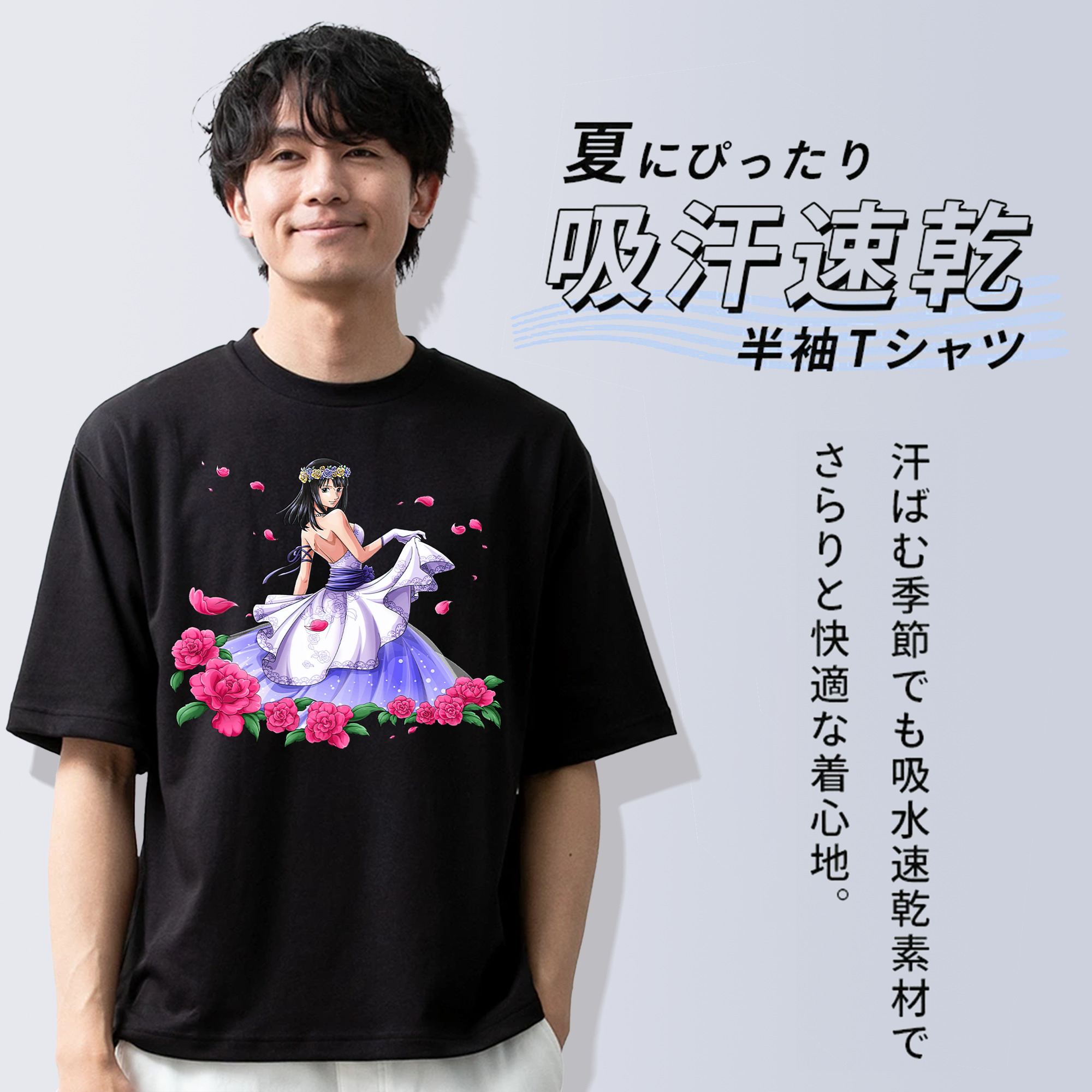 ワンピース ニコ・ロビン ONE PIECE Nico Robin 綿100％半袖Tシャツ（フロントプリント）
