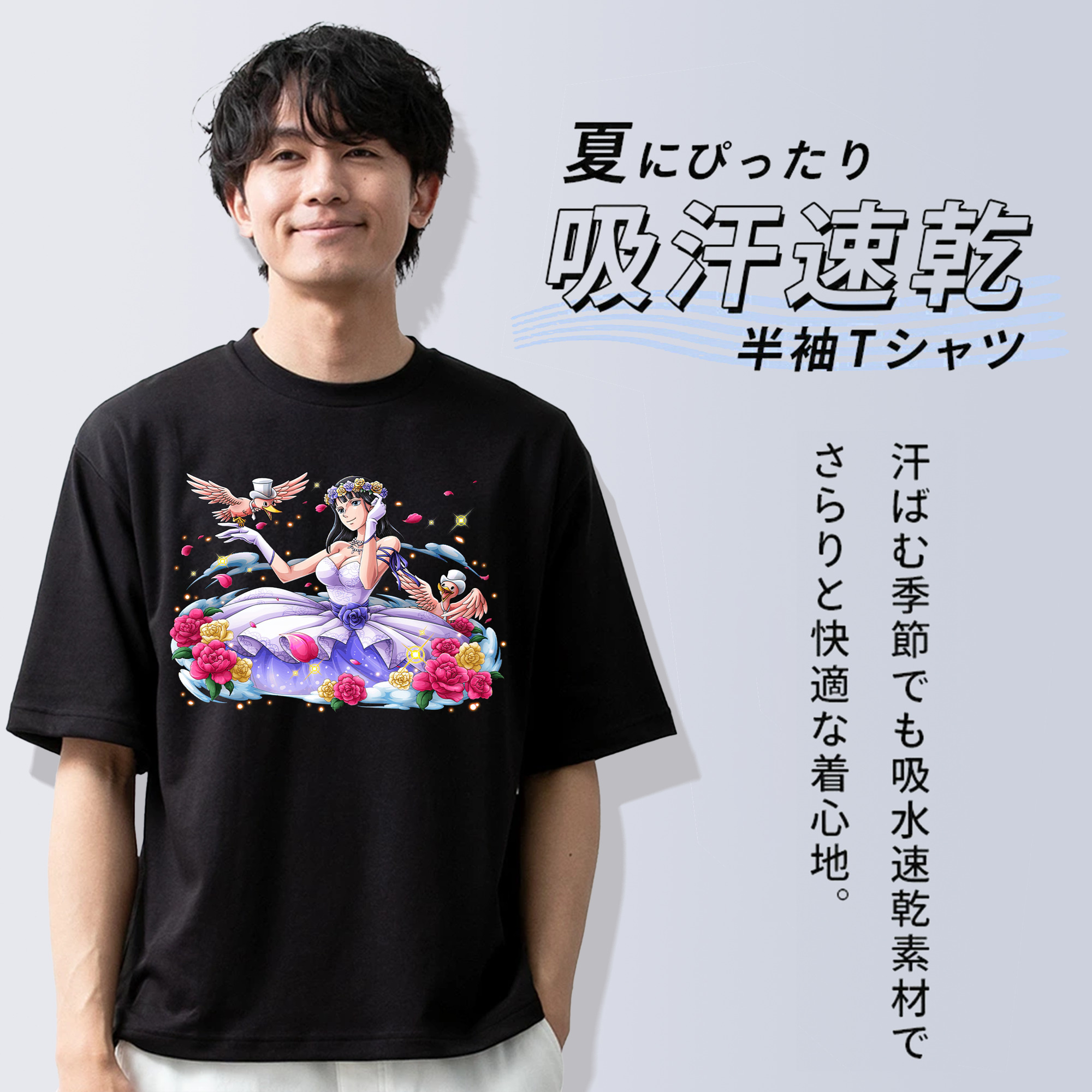 ワンピース ニコ・ロビン ONE PIECE Nico Robin 綿100％半袖Tシャツ（フロントプリント）