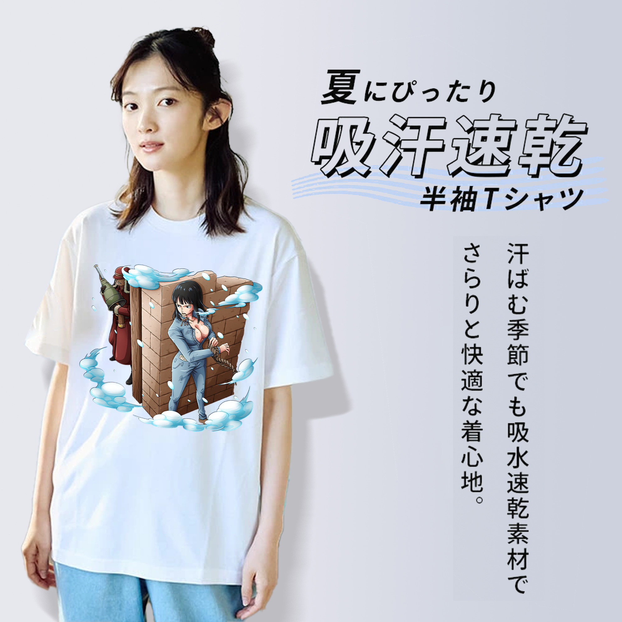 ワンピース ニコ・ロビン ONE PIECE Nico Robin 綿100％半袖Tシャツ（フロントプリント）