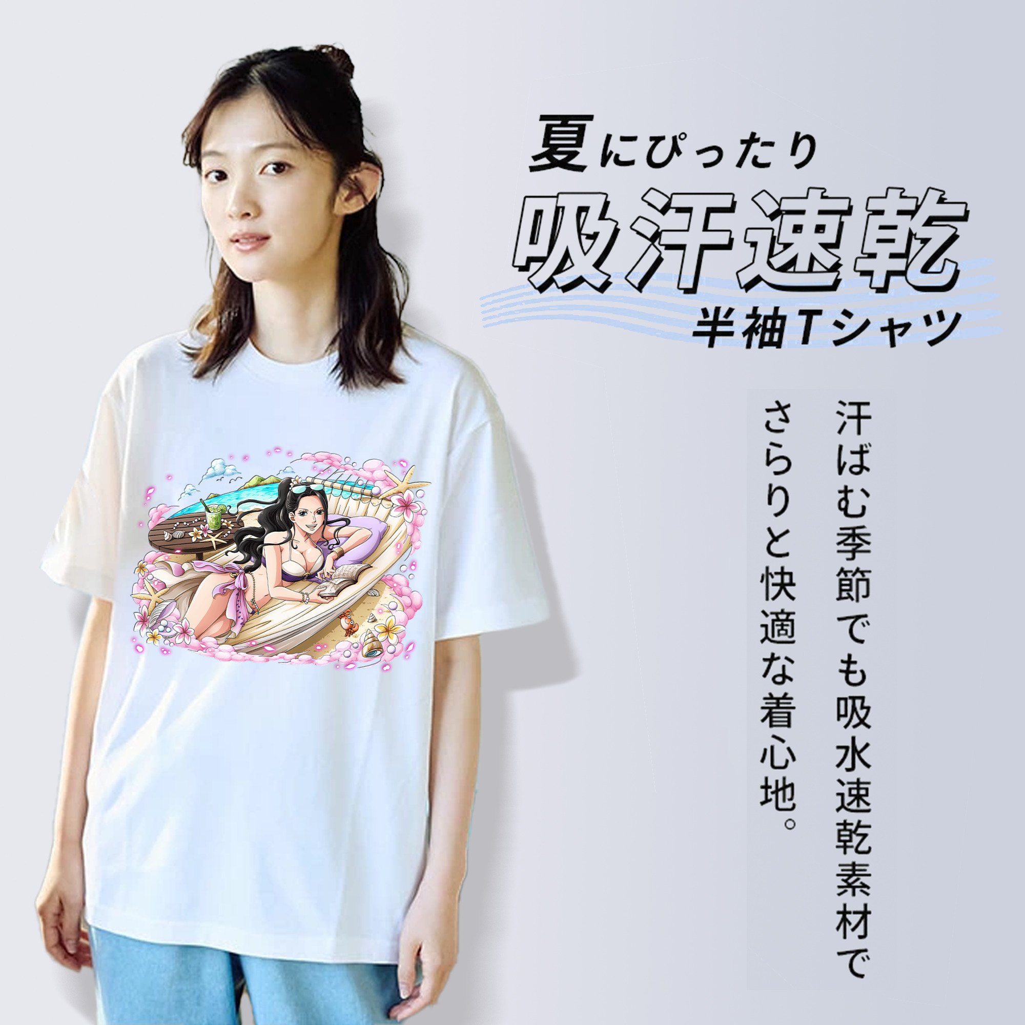 ワンピース ニコ・ロビン ONE PIECE Nico Robin 綿100％半袖Tシャツ（フロントプリント）
