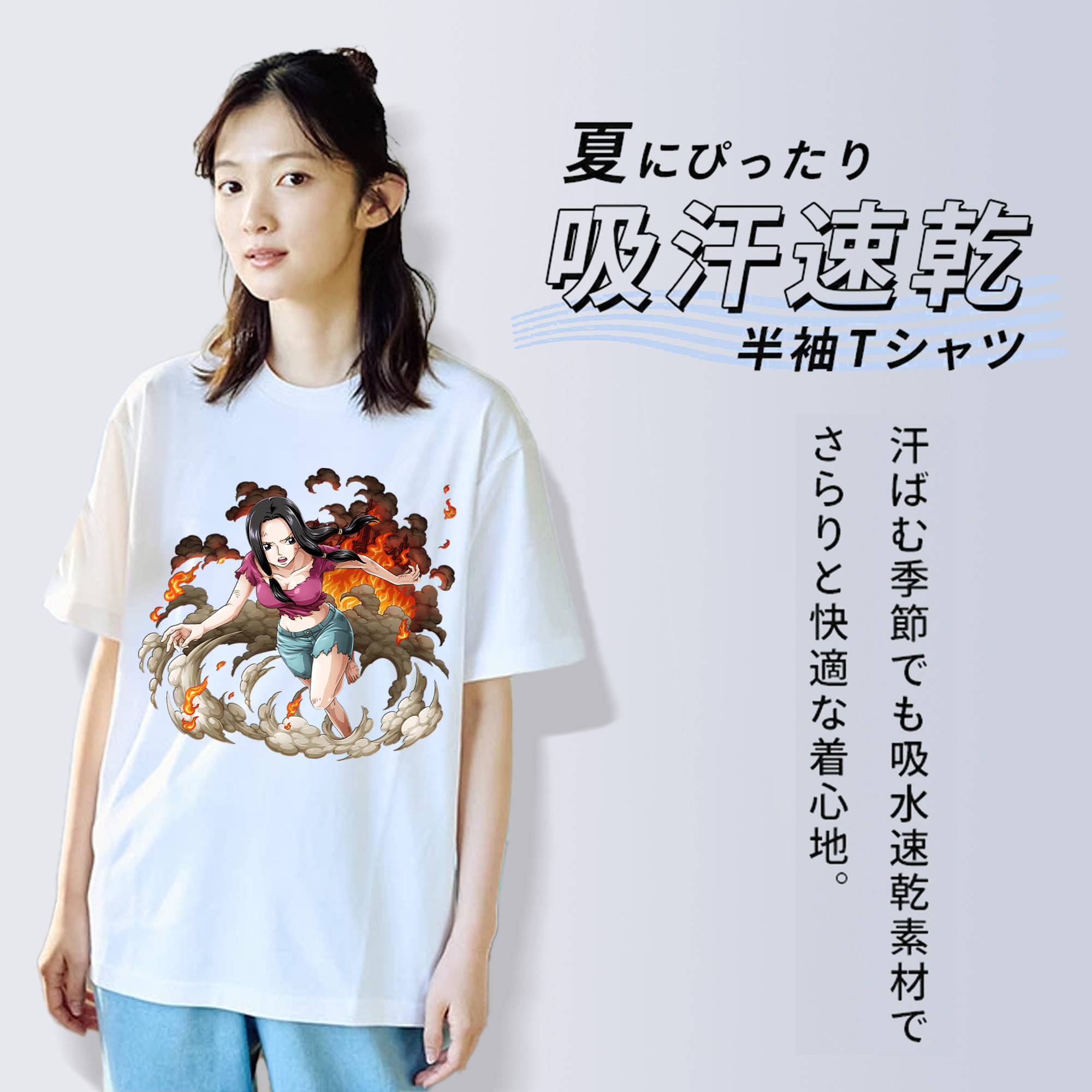 ワンピース ニコ・ロビン ONE PIECE Nico Robin 綿100％半袖Tシャツ（フロントプリント）