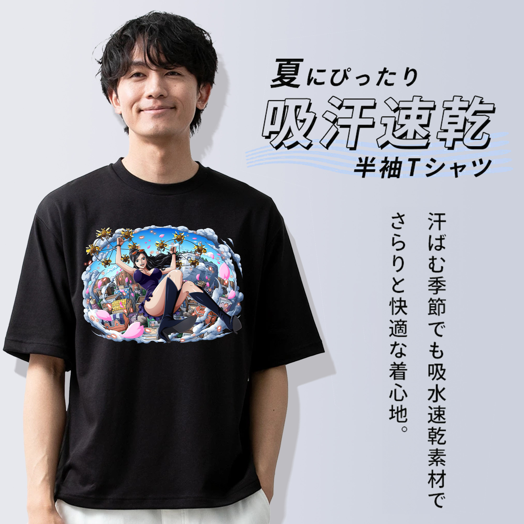 ワンピース ニコ・ロビン ONE PIECE Nico Robin 綿100％半袖Tシャツ（フロントプリント）