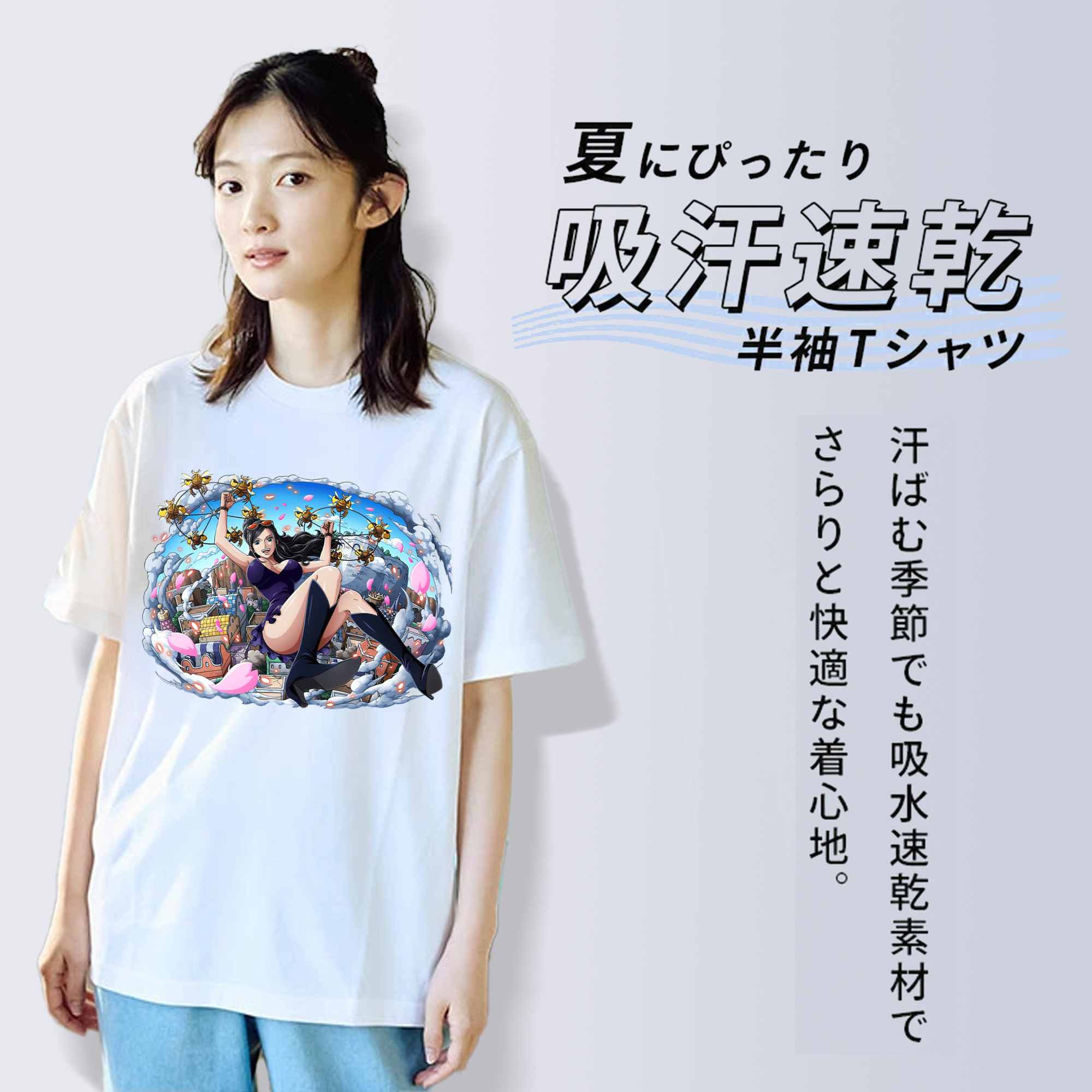 ワンピース ニコ・ロビン ONE PIECE Nico Robin 綿100％半袖Tシャツ（フロントプリント）