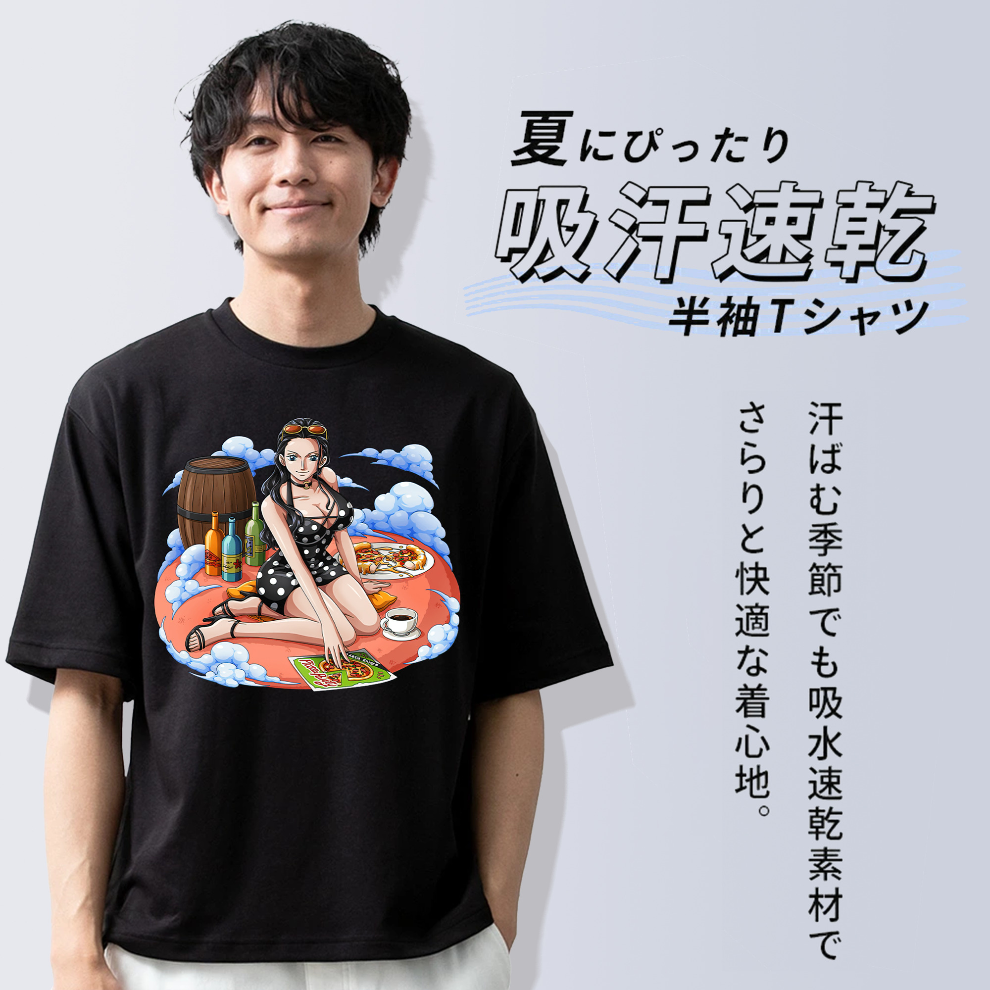 ワンピース ニコ・ロビン ONE PIECE Nico Robin 綿100％半袖Tシャツ（フロントプリント）