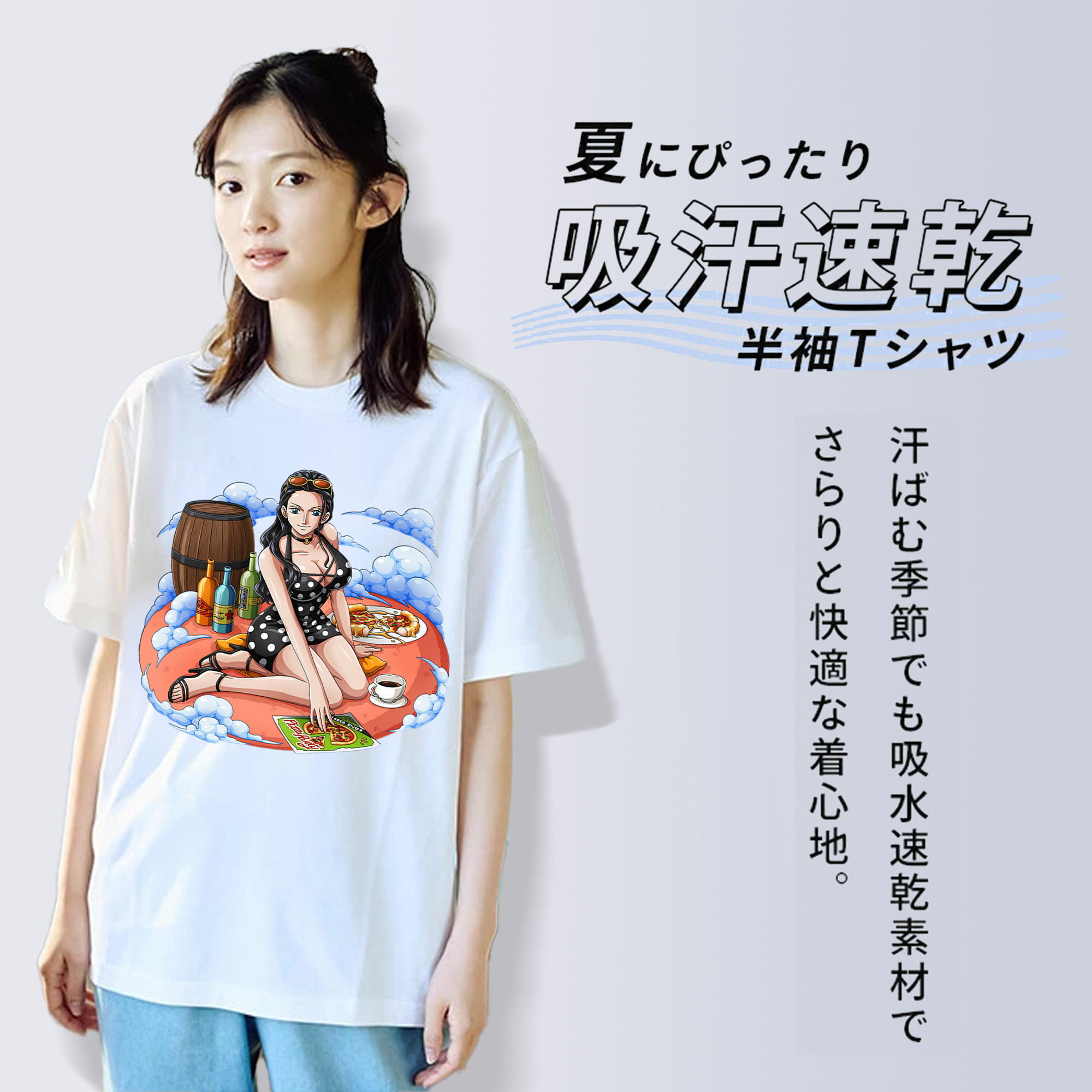 ワンピース ニコ・ロビン ONE PIECE Nico Robin 綿100％半袖Tシャツ（フロントプリント）