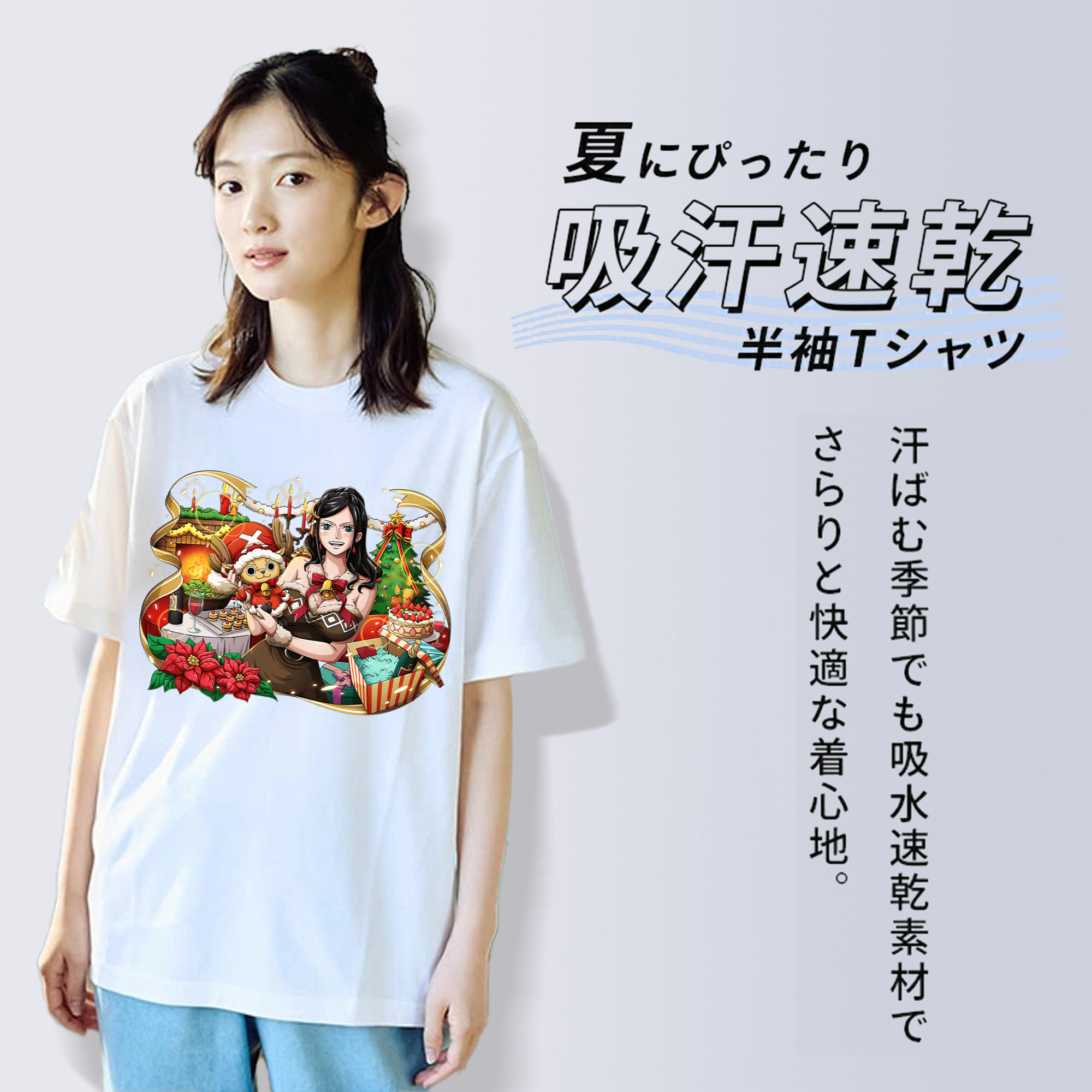 ワンピース ニコ・ロビン ONE PIECE Nico Robin 綿100％半袖Tシャツ（フロントプリント）