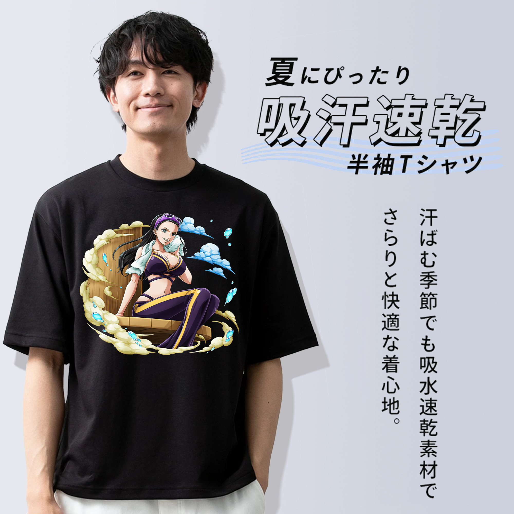 ワンピース ニコ・ロビン ONE PIECE Nico Robin 綿100％半袖Tシャツ（フロントプリント）
