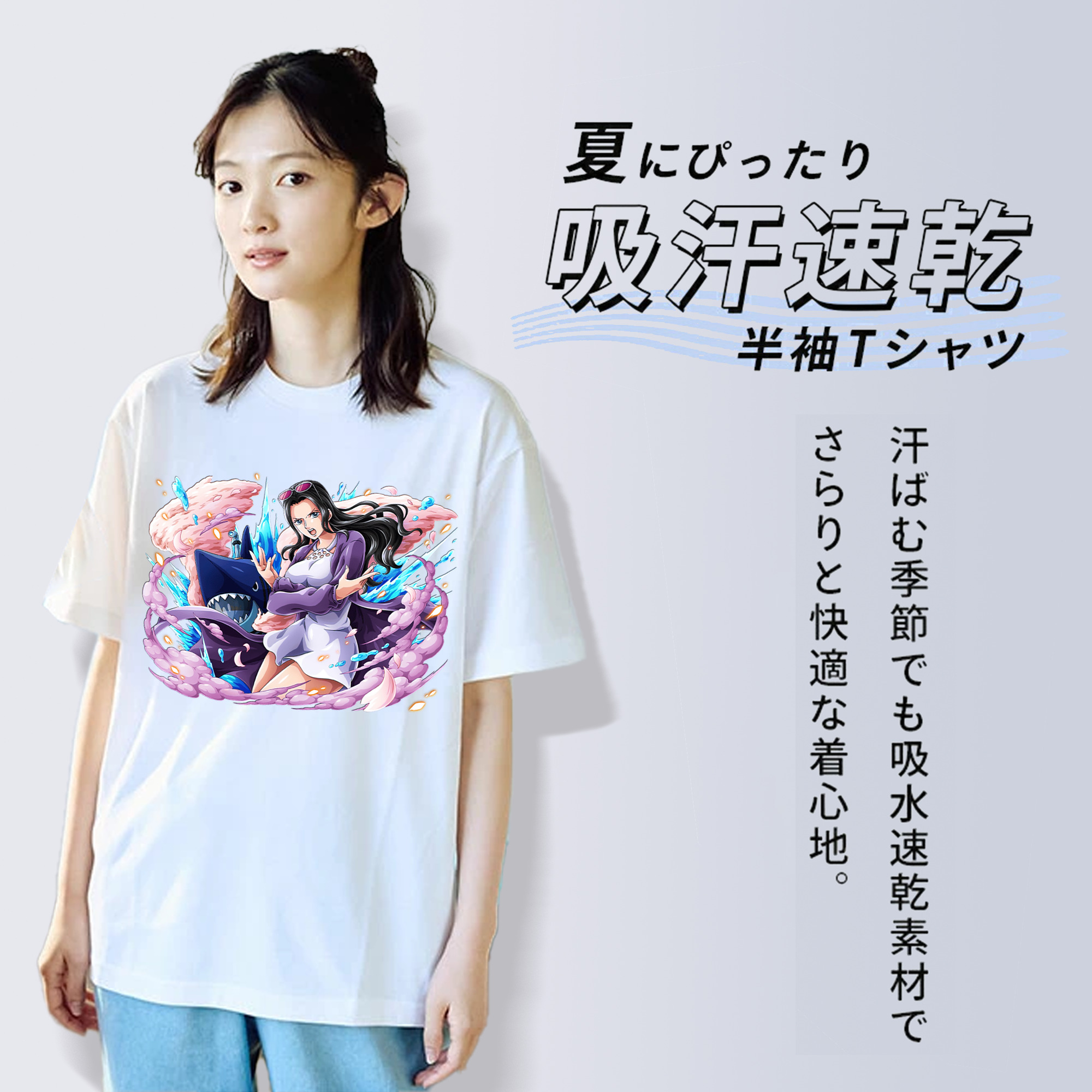 ワンピース ニコ・ロビン ONE PIECE Nico Robin 綿100％半袖Tシャツ（フロントプリント）
